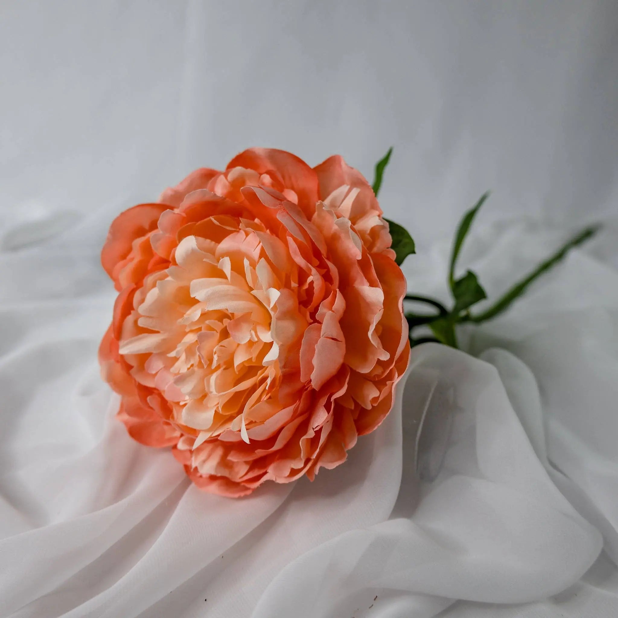 Peach Peony Large Bloom Each Stem Realistic Artificial Flowers