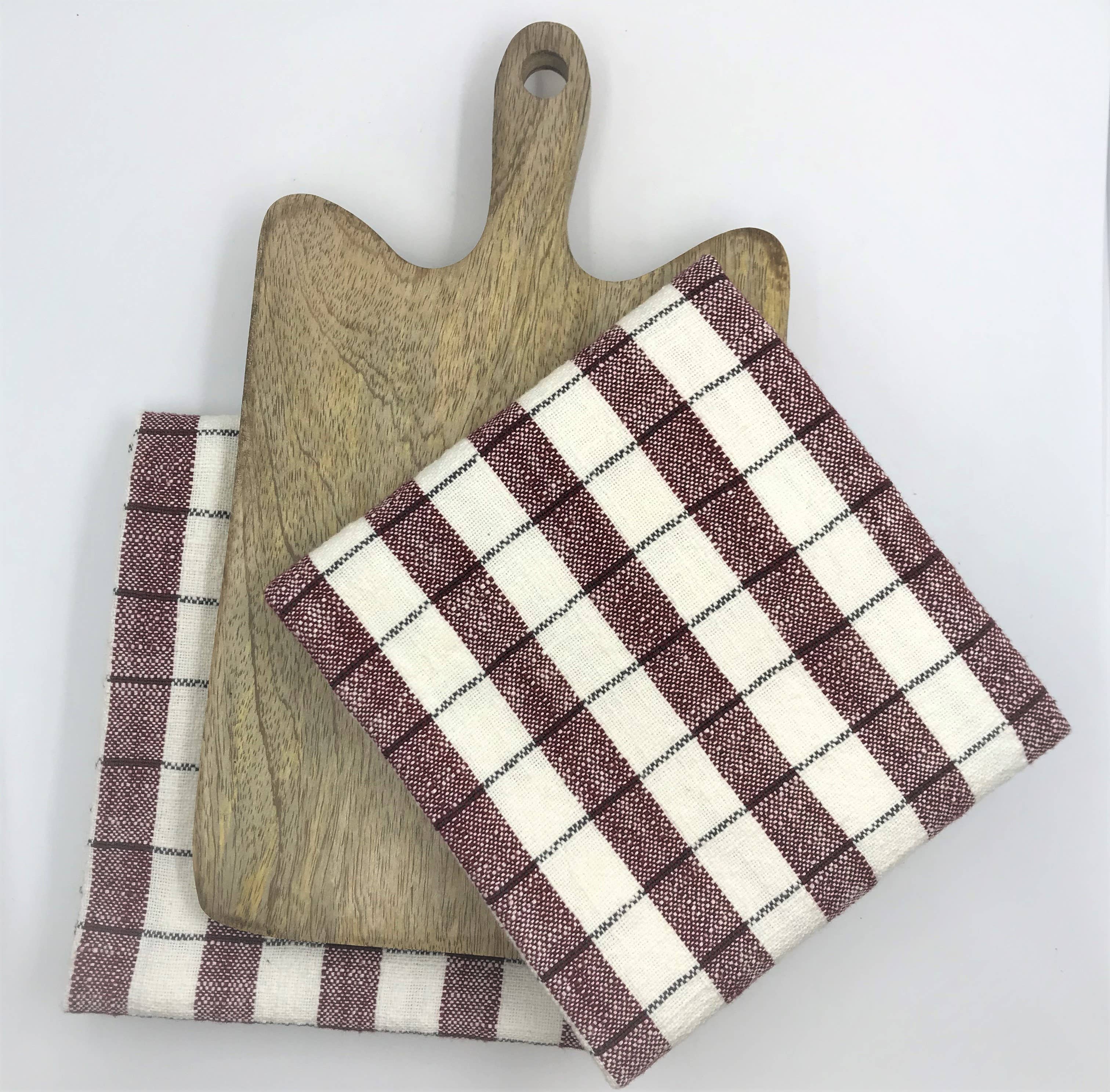 Gift pack - Set of 2 Kitchen Towels & Wooden Chopping Board: Brick Rich Home Linens