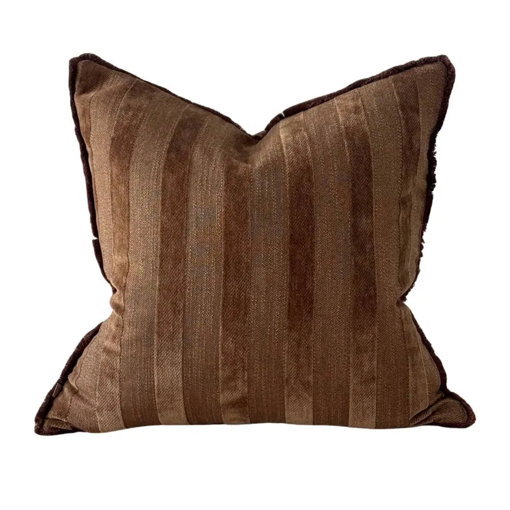 Isla Dark Brown Stripe Cushion Cover – 45 × 45 cm