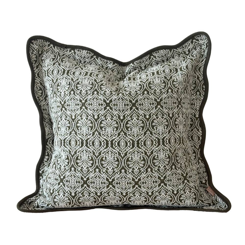 Chloe Olive Print Scalloped Cushion Cover – 45 x 45 cm