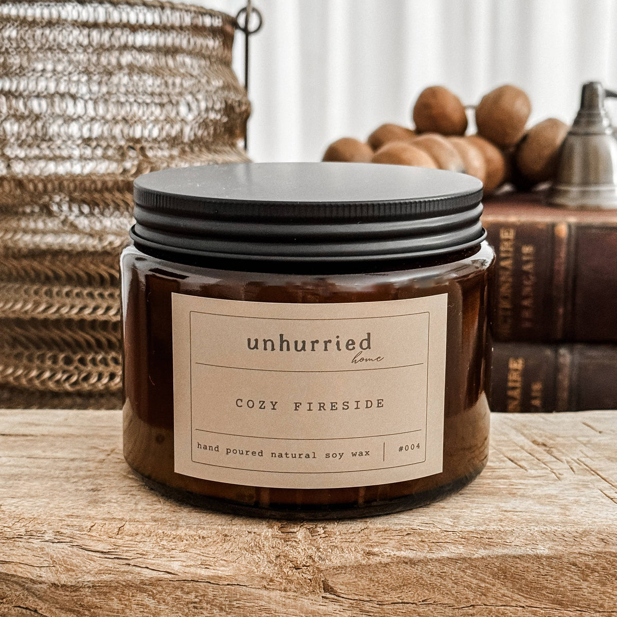 Cozy Fireside Unhurried Handmade Soy Candle – Large