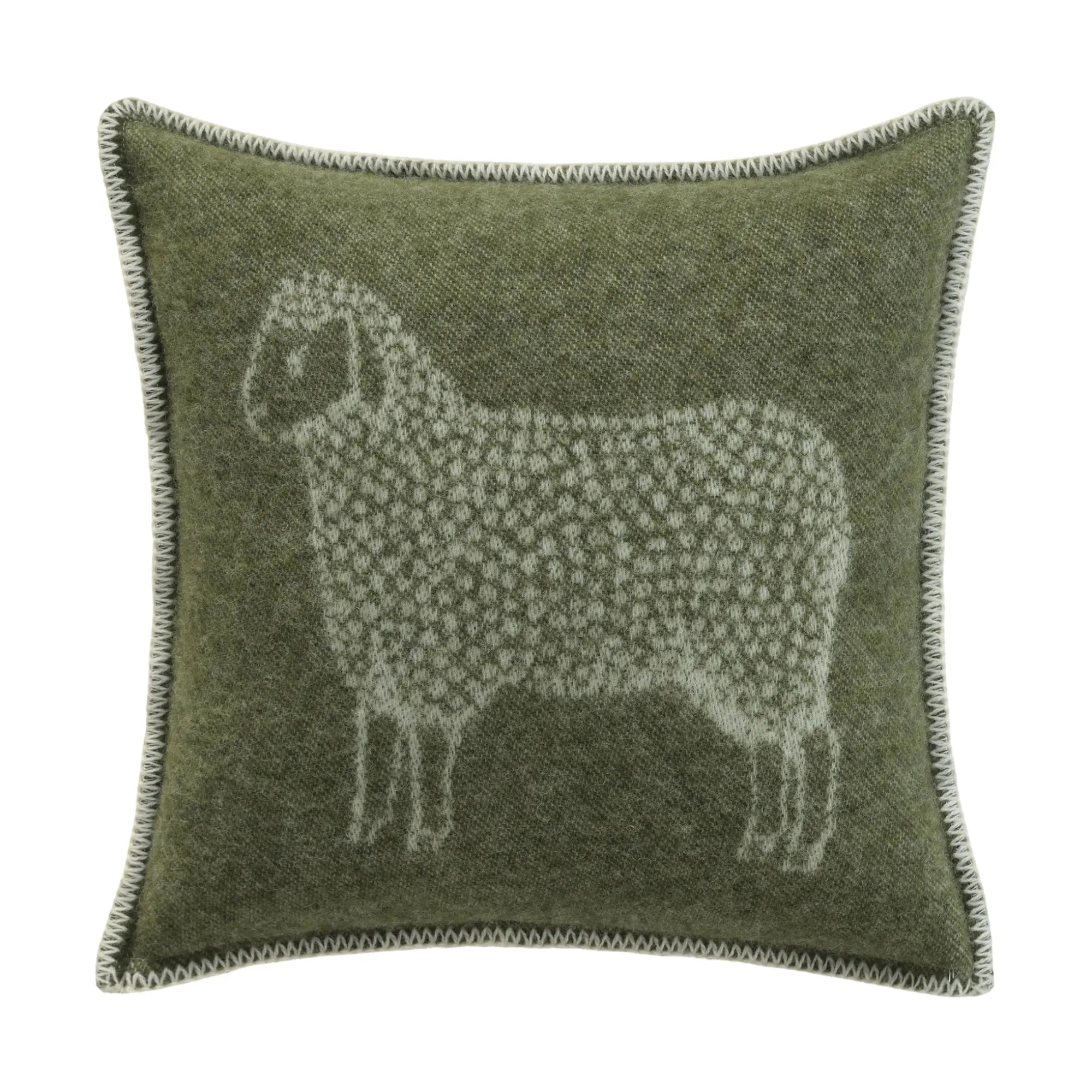 Mossy Green Sheep Pure Wool Cushion Cover JJ Textile