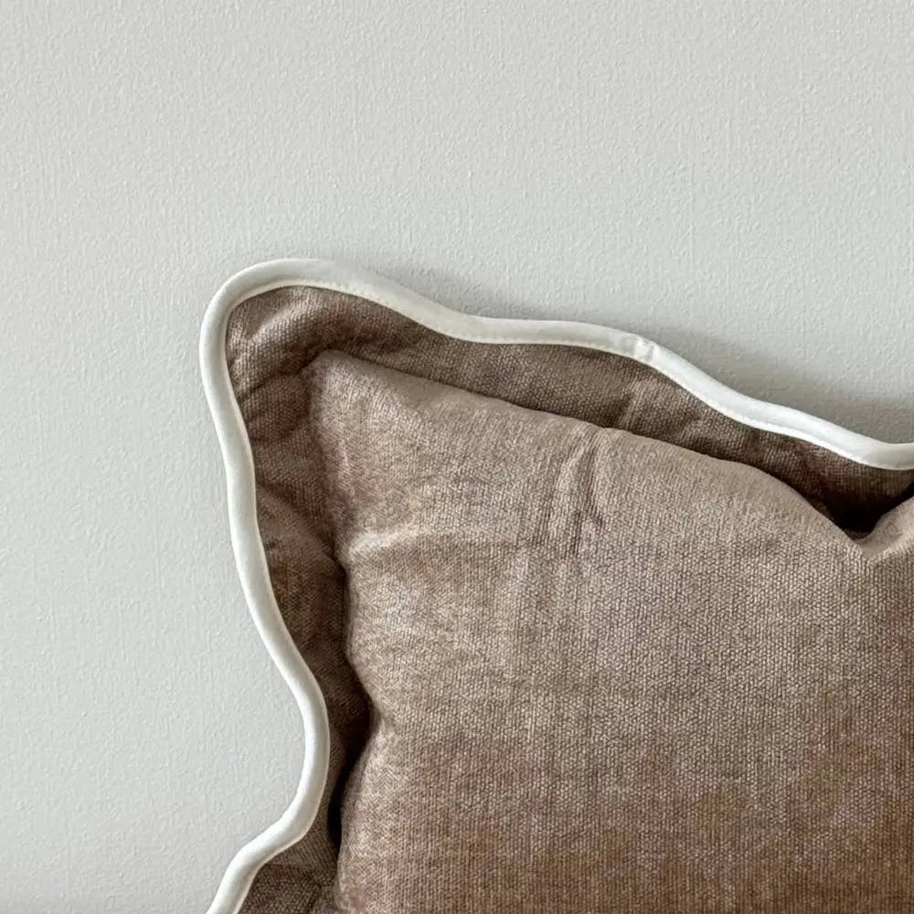 Chloe Coffee Scalloped Edge Cushion Cover – 50 × 30 cm