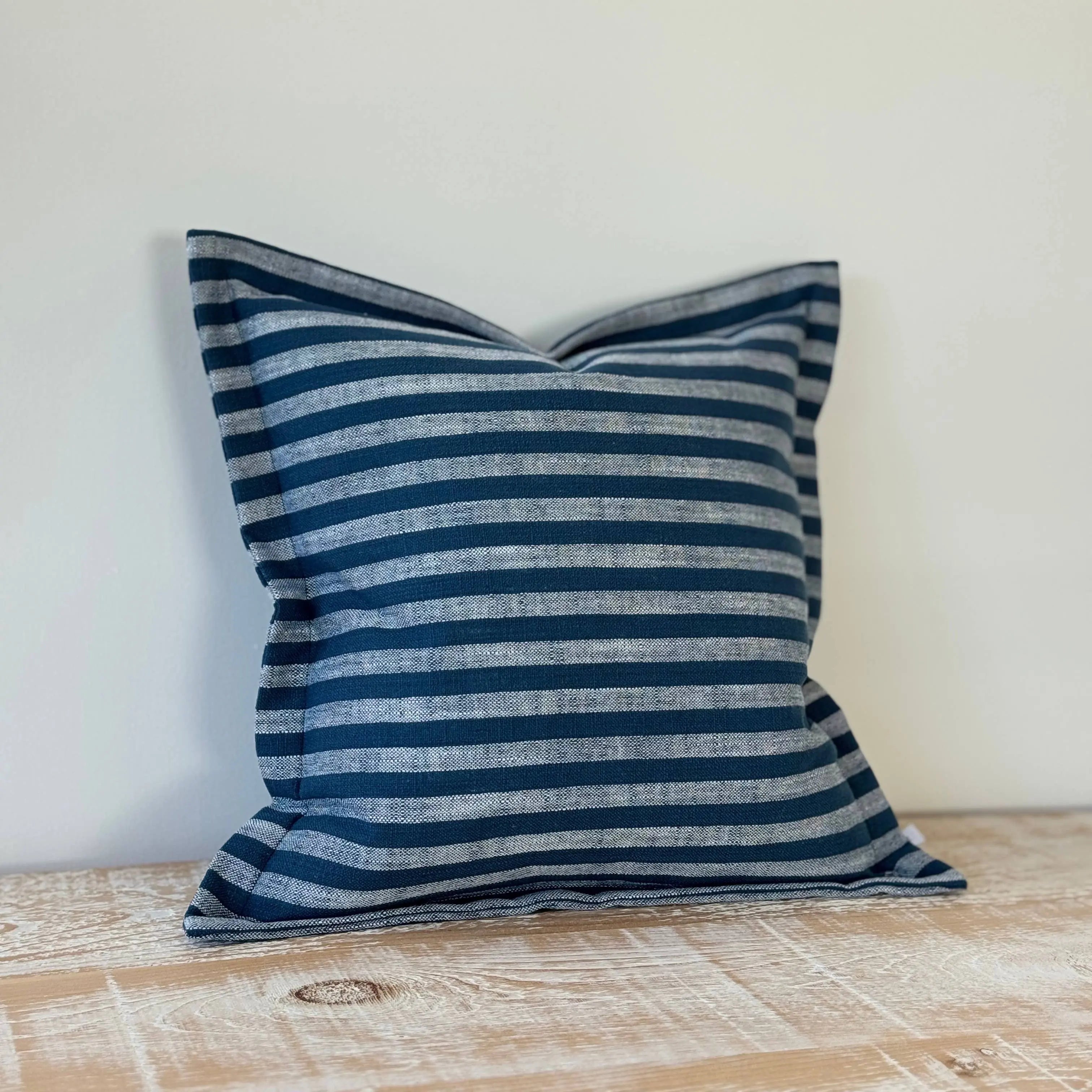 Vienna Navy Stripe Flanged Edge Cushion Cover – 45 × 45 cm Ellenvale Trade