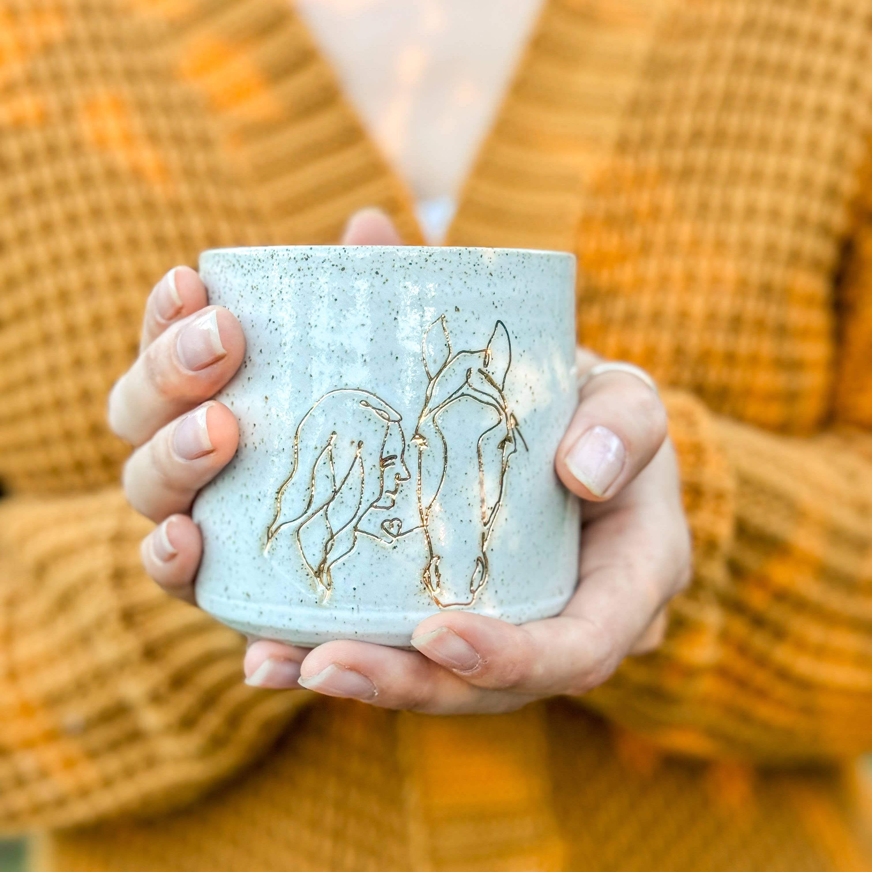 Ceramic Hug Mug – Girl with Horse Wolf and Clay Pty Ltd