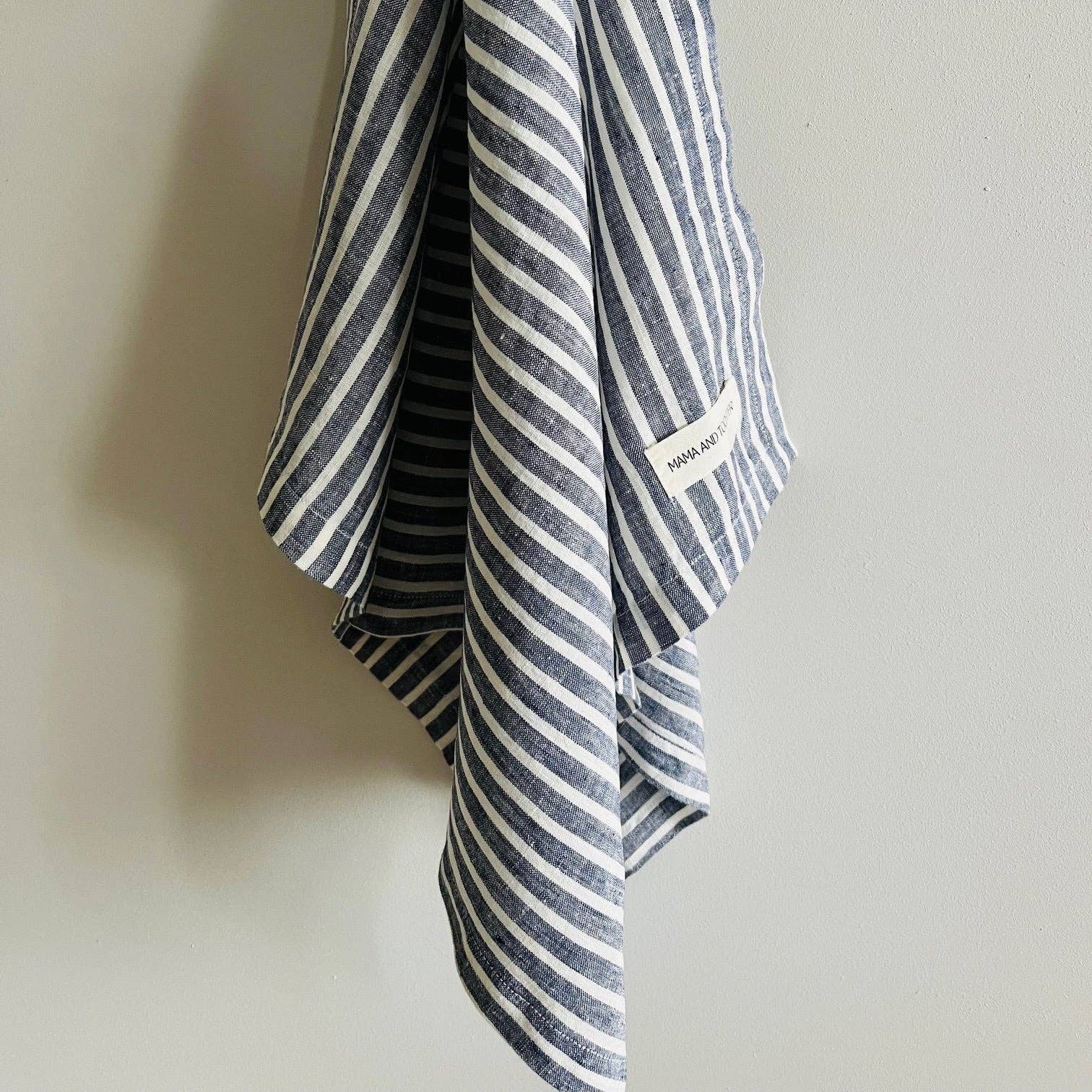Pure French Linen Tea Towel - Blue Ticking Mama and Tochter