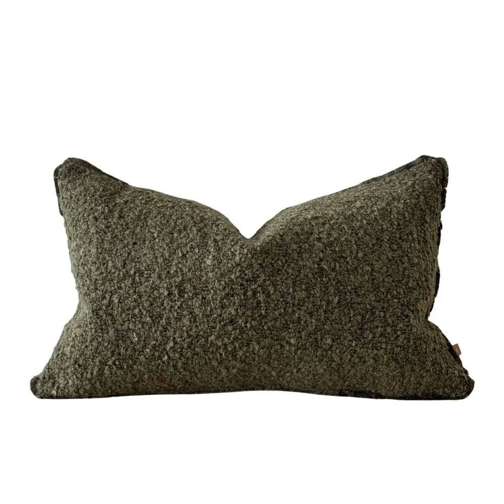 Sofia Olive Green Bouclé Cushion Cover – 50 × 30 cm
