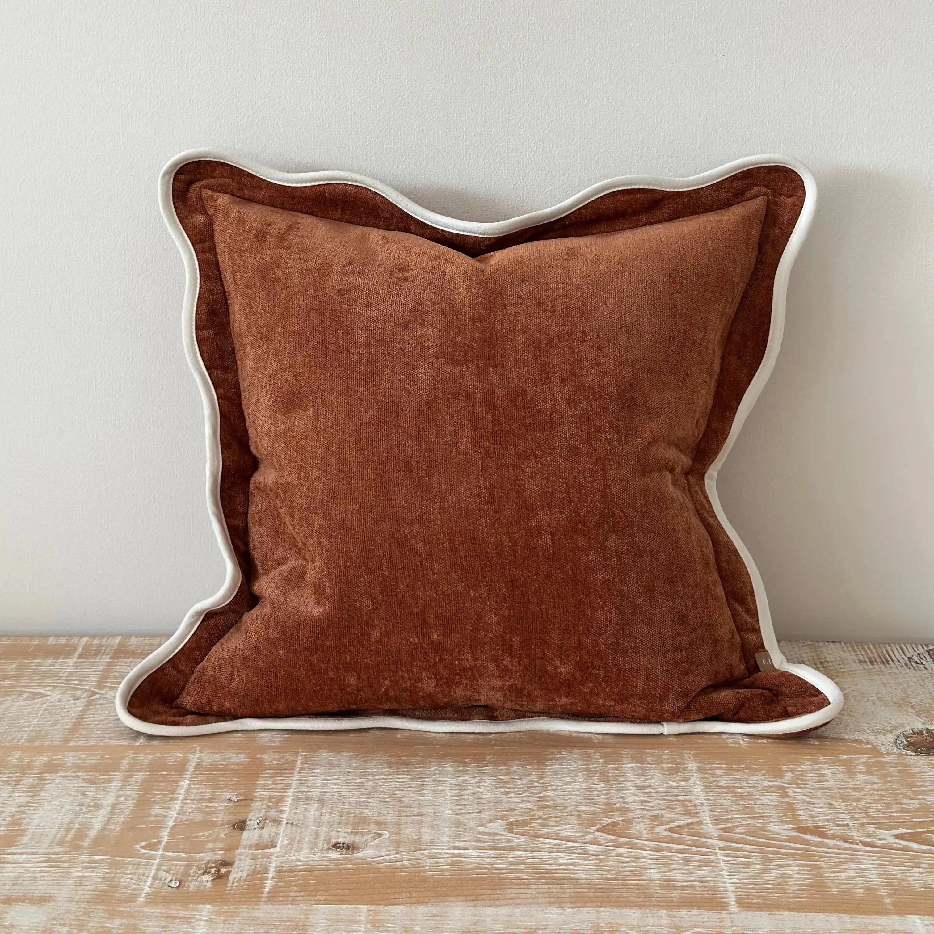 Chloe Rust Scalloped Edge Cushion Cover 45x45 Ellenvale Trade