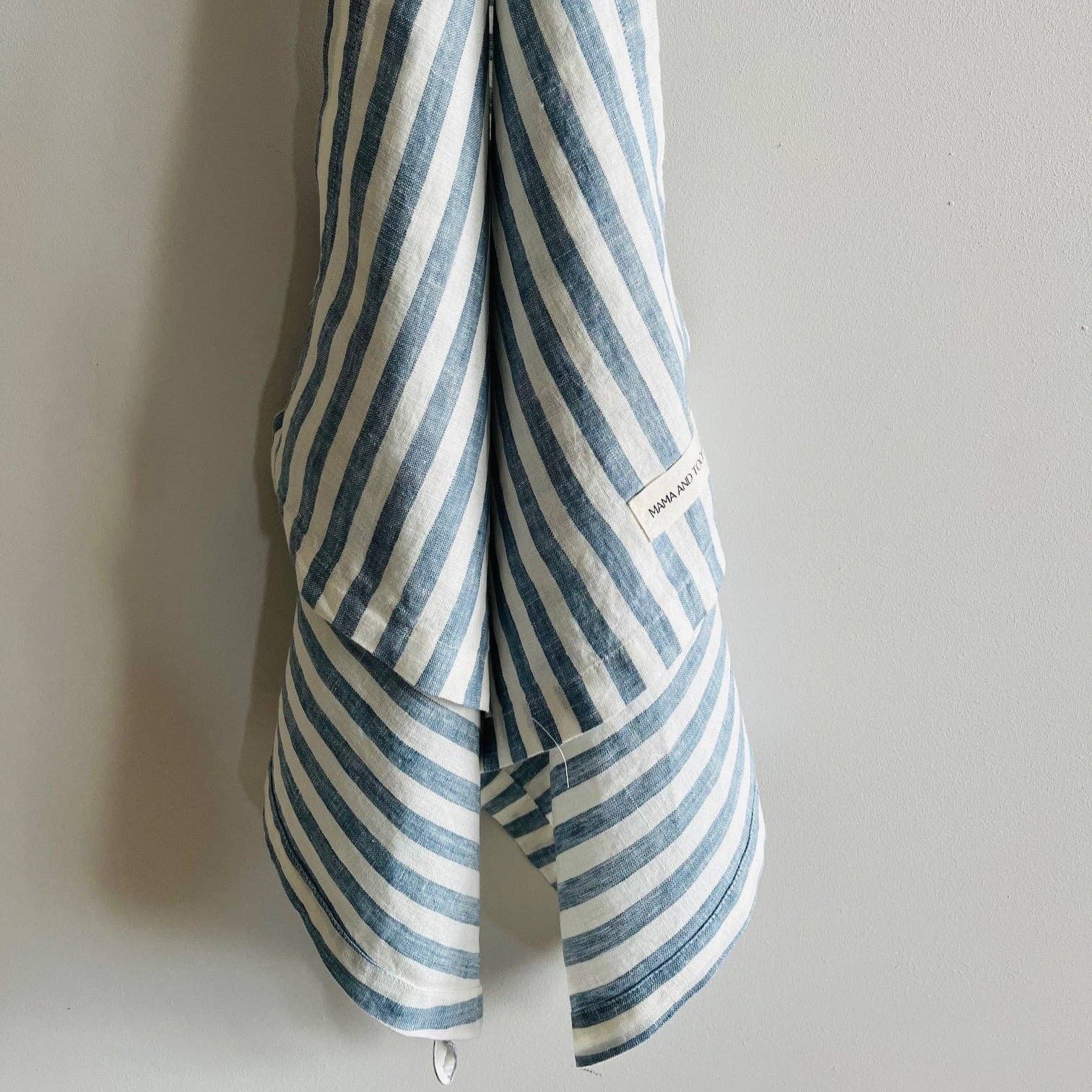 Pure French Linen Tea Towel - Stone Blue Stripe Mama and Tochter