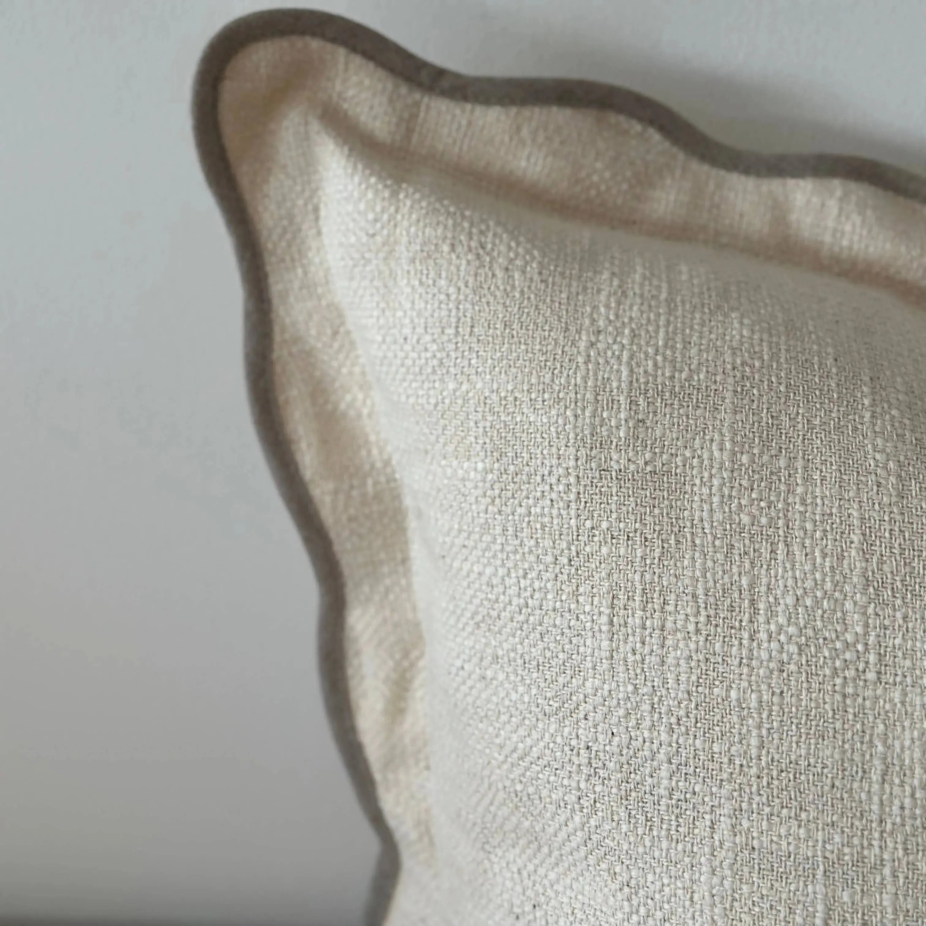 Chloe Cream & Greige Scalloped Cushion Cover - 53 x 53cm Ellenvale Trade