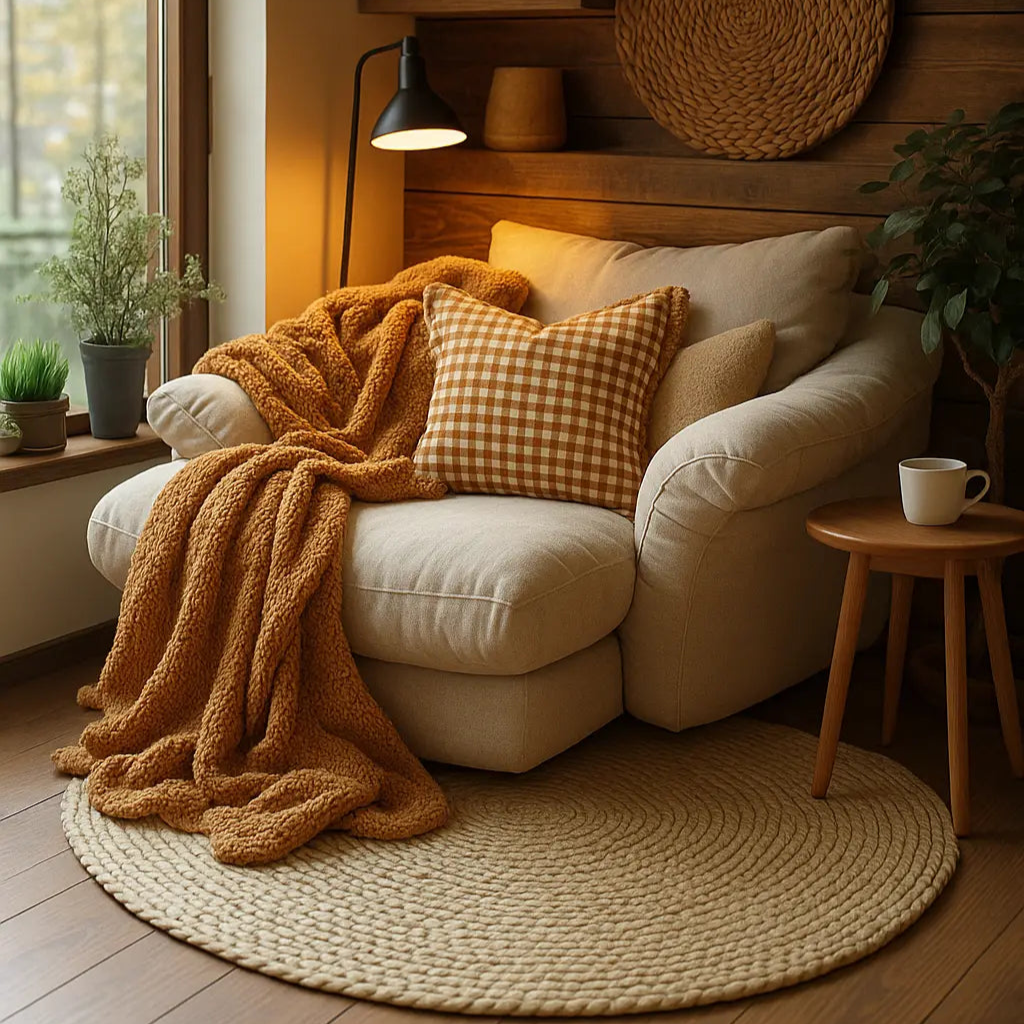 Pure French Linen Cushion Cover with Flange Detail - Toffee Gingham Small Mama and Tochter
