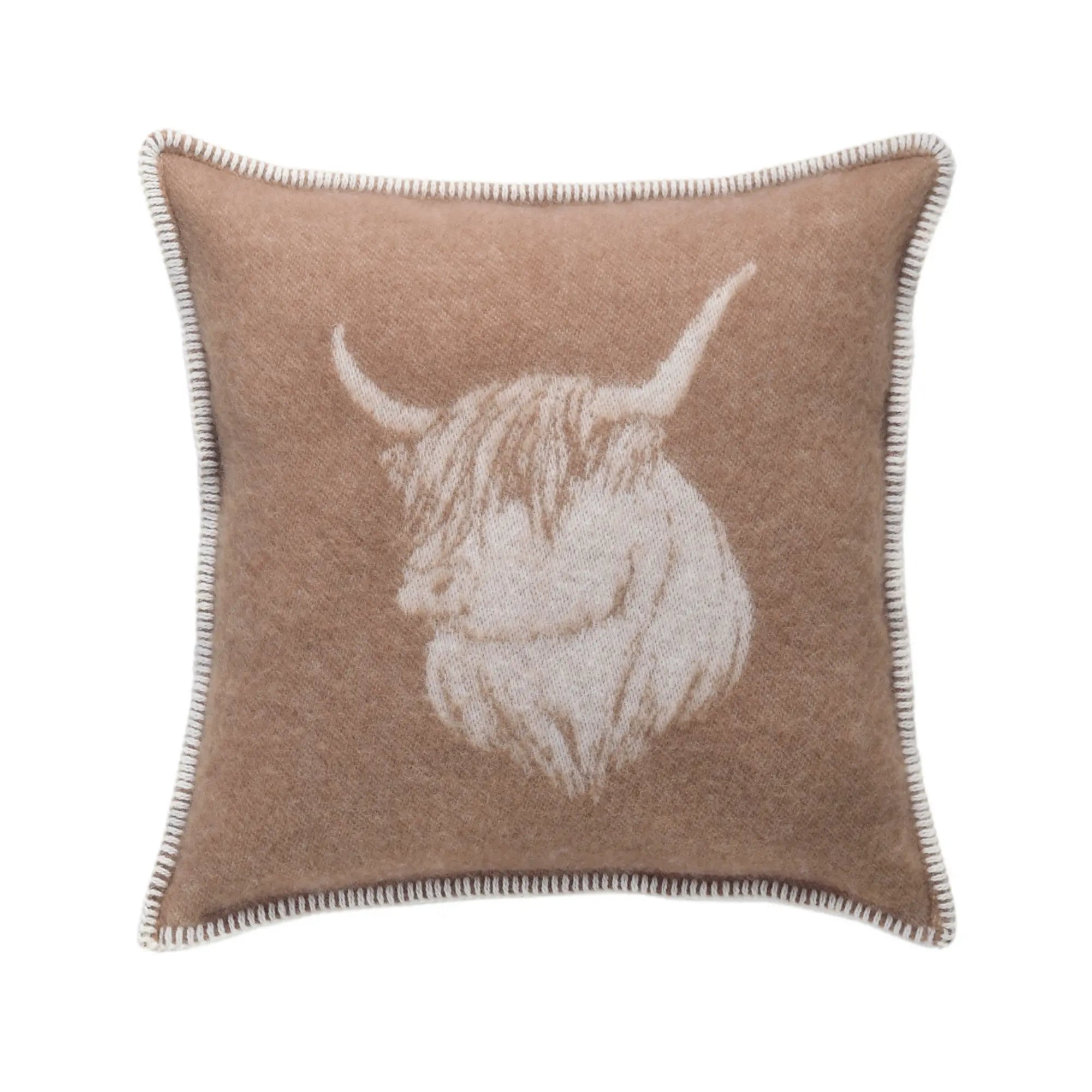 Highland Cow Brown Pure Wool Cushion Cover JJ Textile