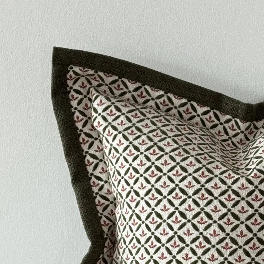 Fleur Olive & Terracotta Print Cushion Cover – 45 × 45 cm