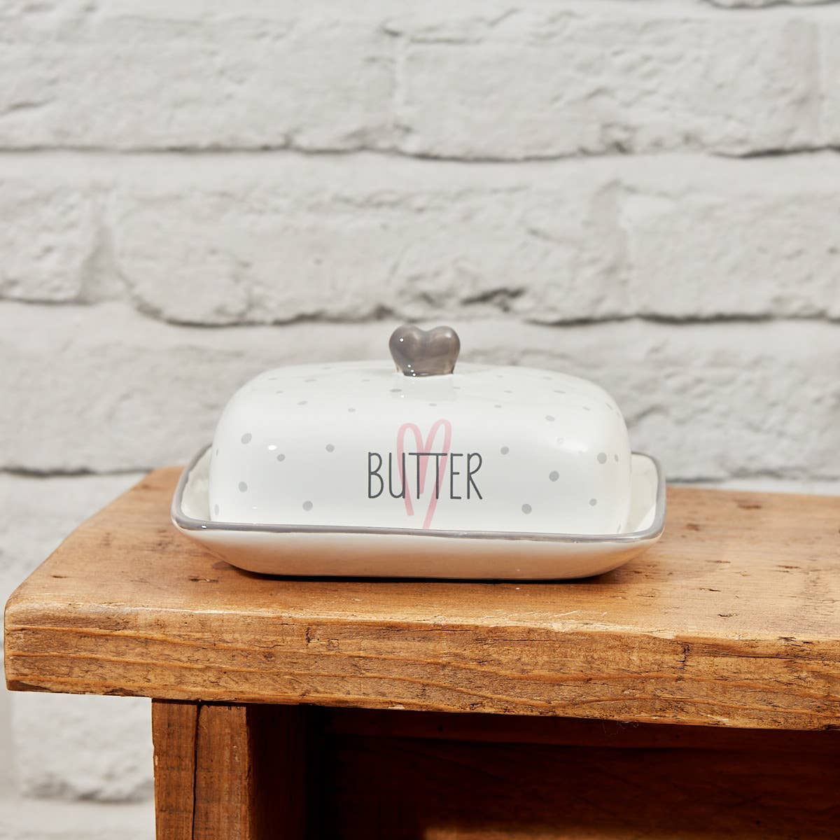 Butter Dish W/Heart Langs