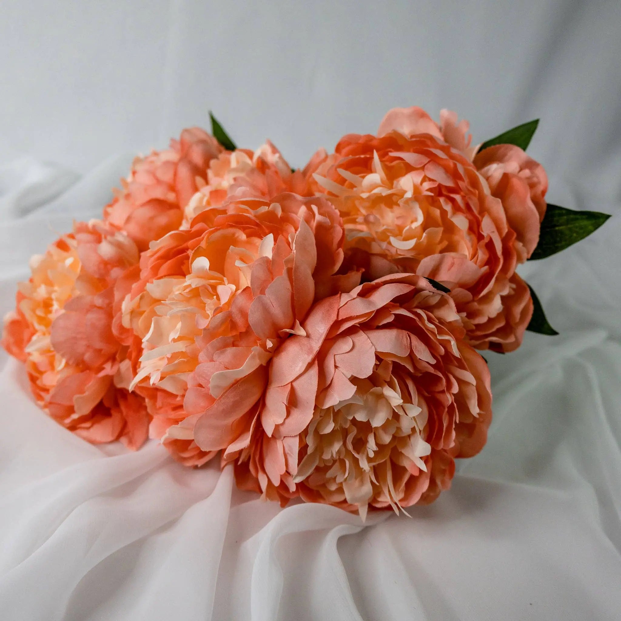 Peach Peony Large Bloom Each Stem Realistic Artificial Flowers