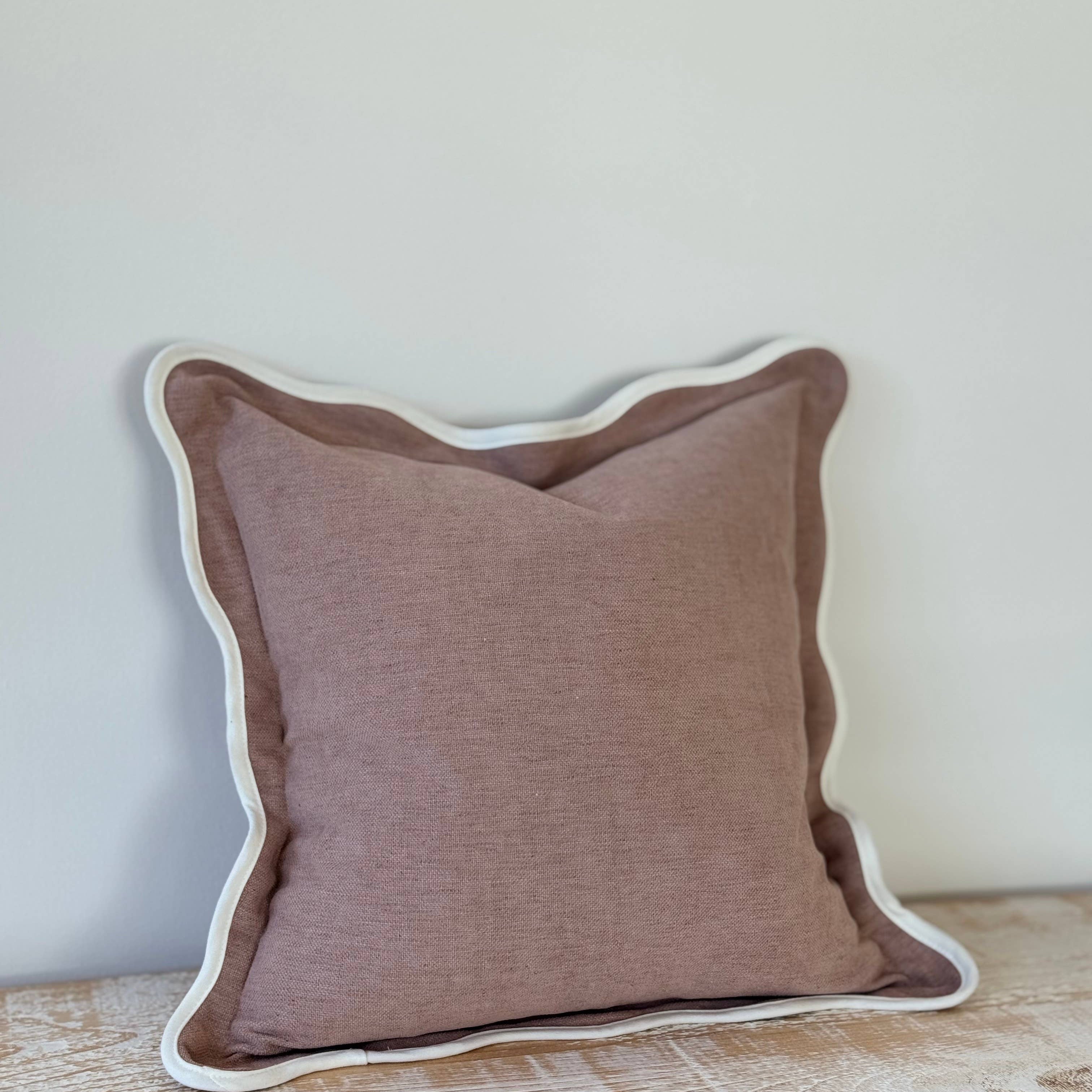 Chloe Dusty Pink Scalloped Edge Cushion 45x45 Ellenvale Trade