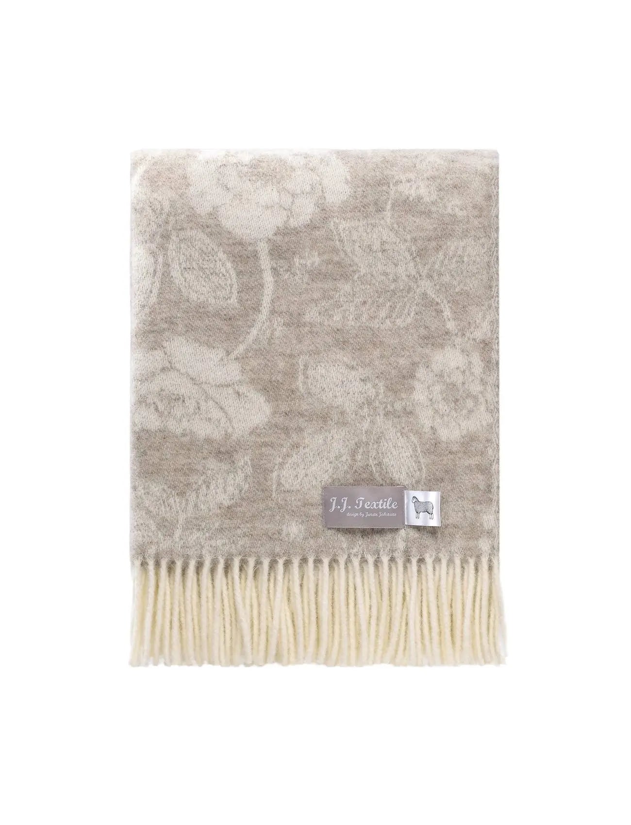 Flowers Soft Brown Pure Wool Throw JJ Textile