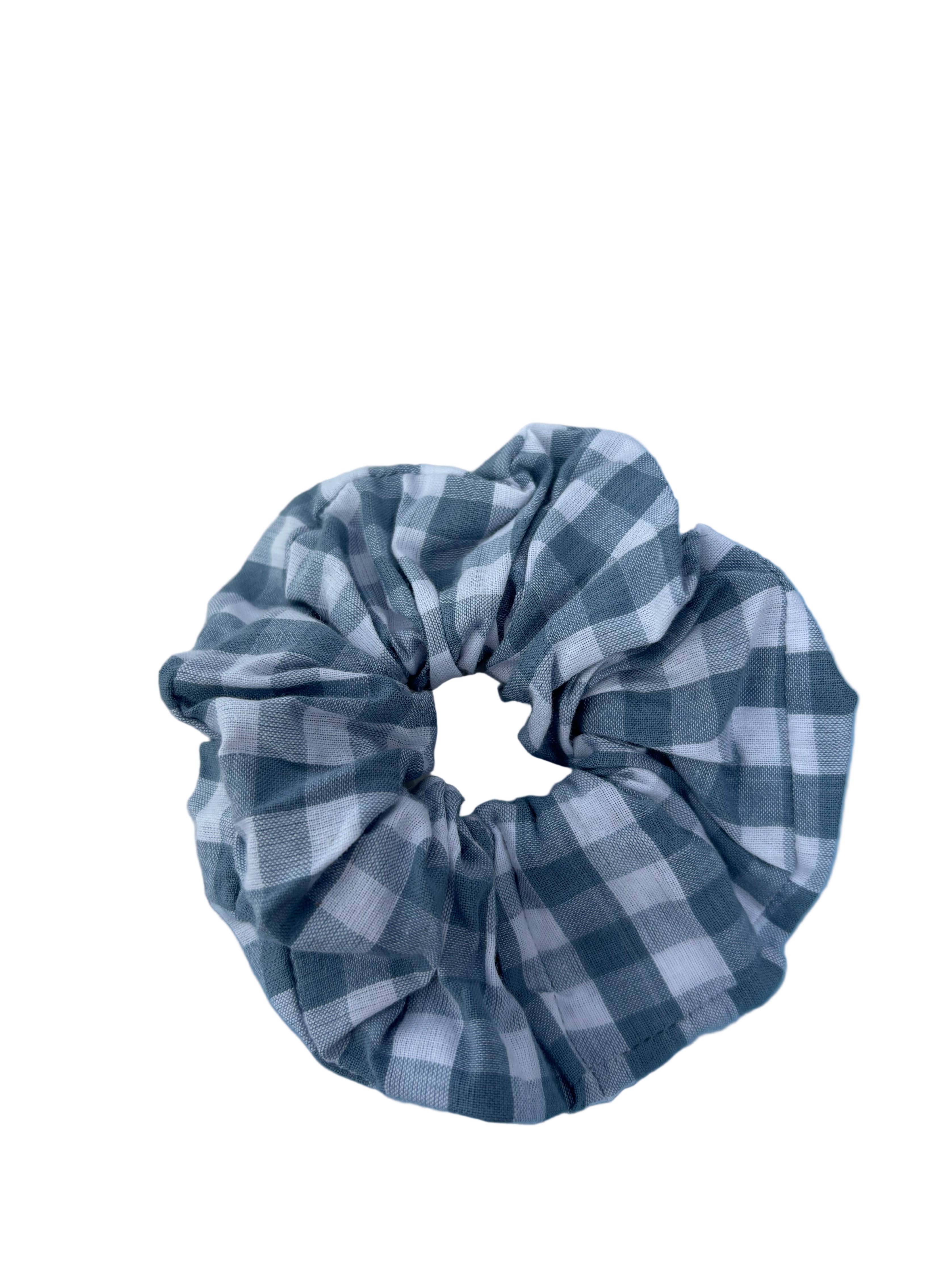 Carolina Blue Gingham Scrunchie Handmade Jems