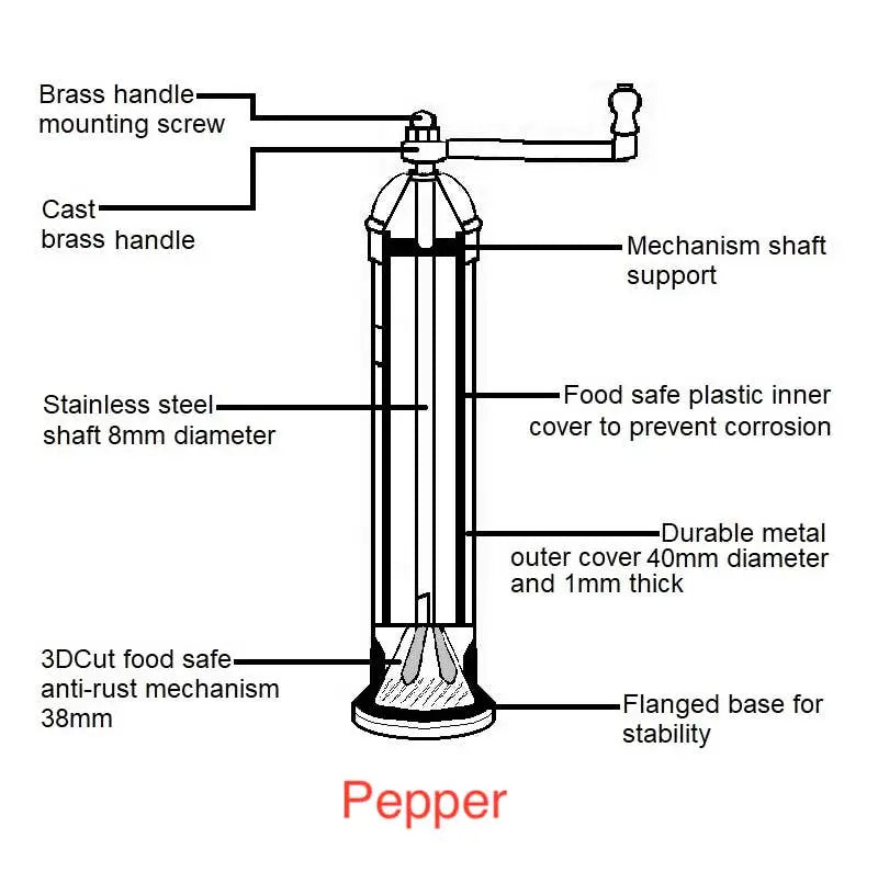 The original 'Chrome Mill' - polished 9" pepper grinder Rune-Jakobsen Design