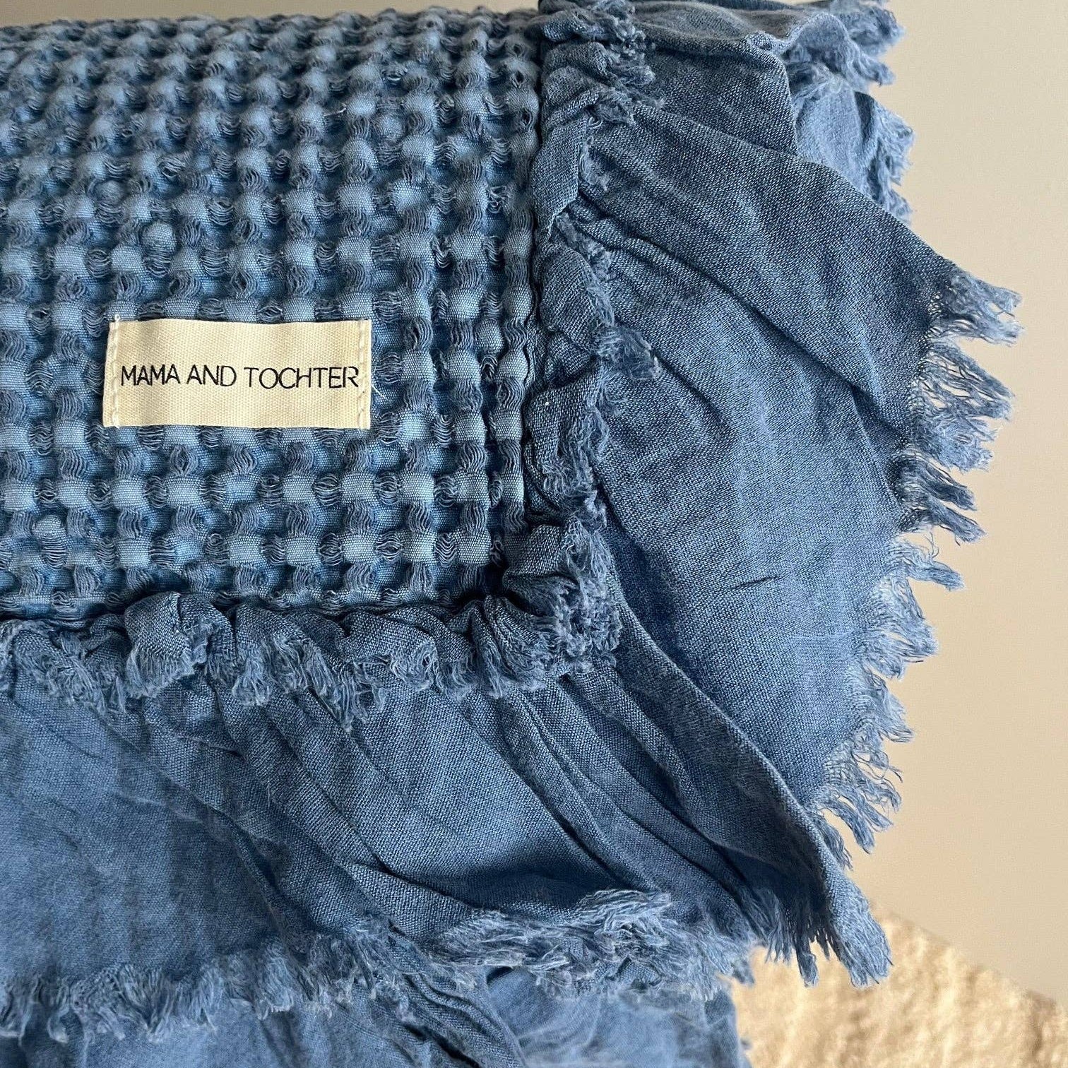 Organic Cotton Rustic Waffle Throw Blanket - Blue Mama and Tochter