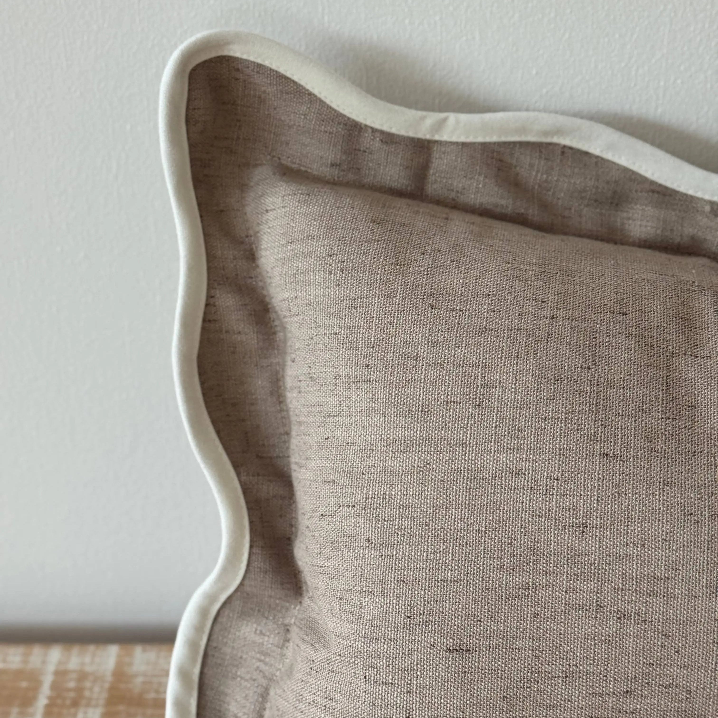 Chloe Greige Scalloped Edge Cushion Cover 50x30 Ellenvale Trade