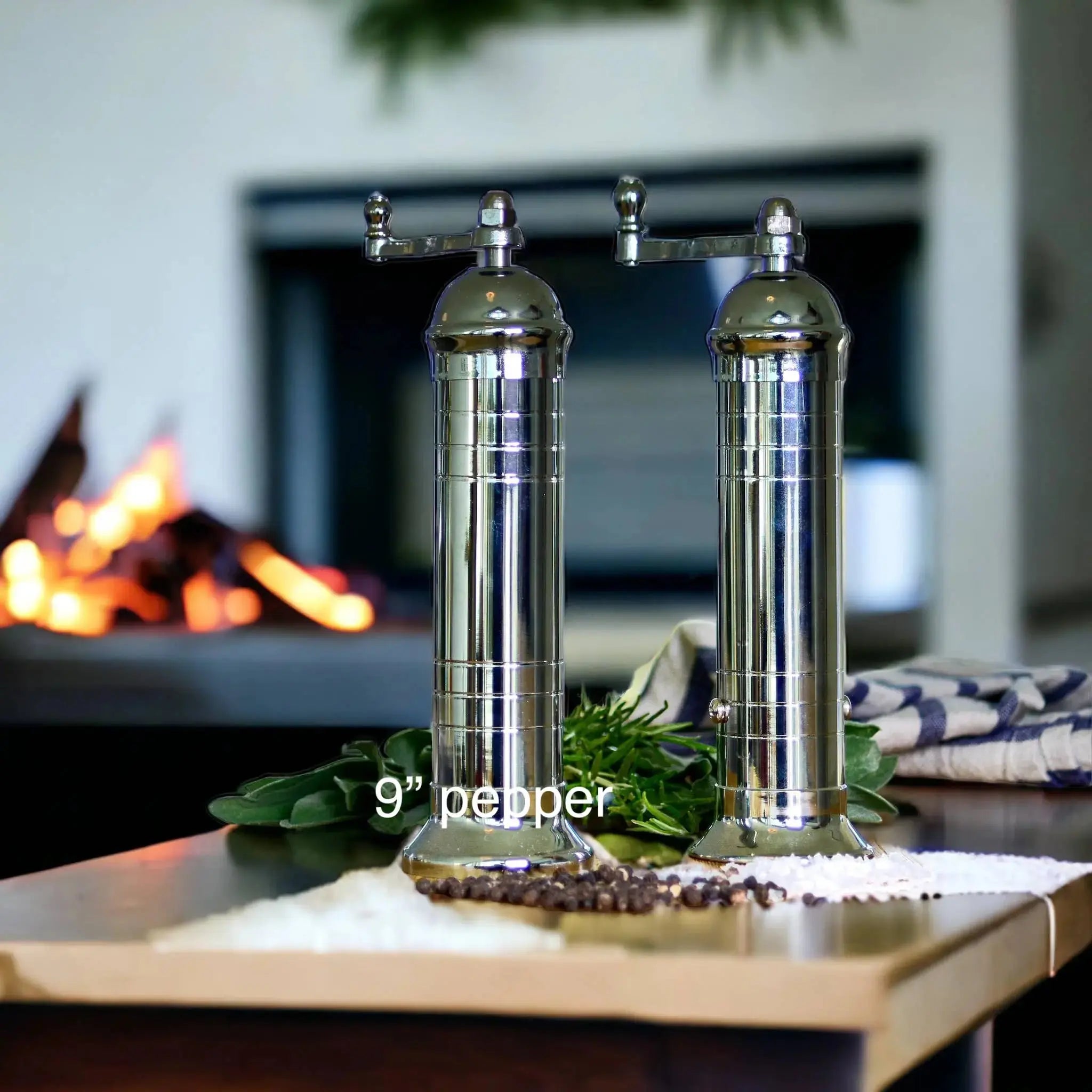 The original 'Chrome Mill' - polished 9" pepper grinder Rune-Jakobsen Design