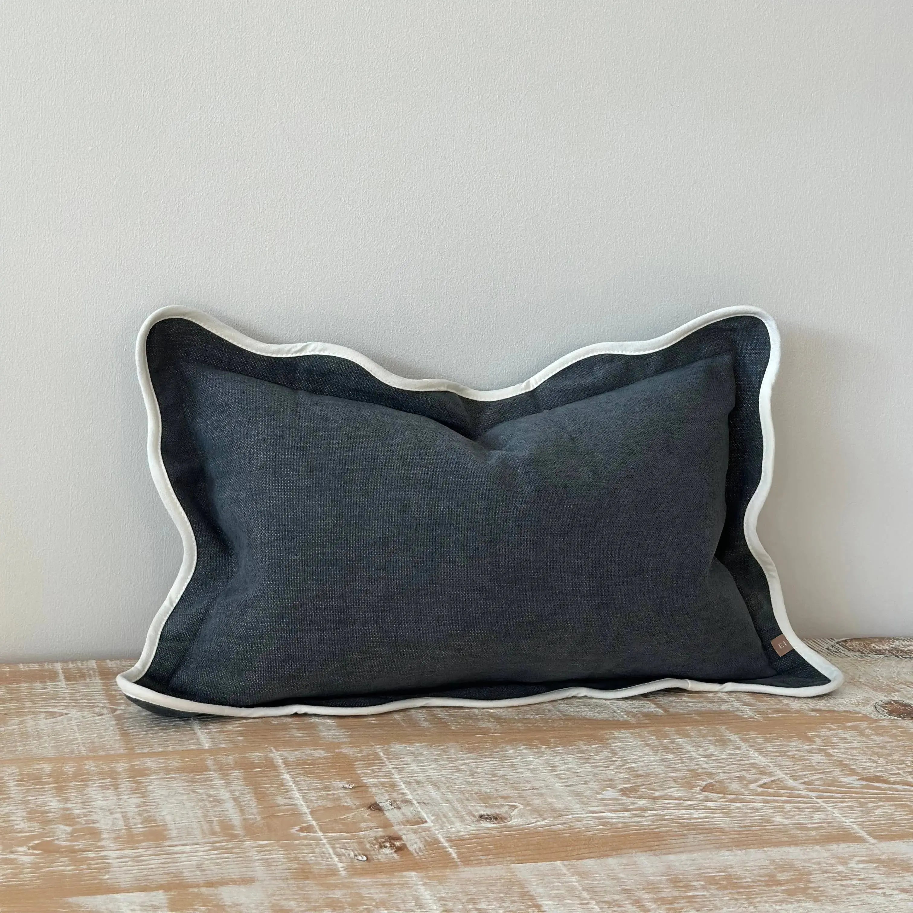 Chloe Navy Scalloped Edge Cushion Cover - 50x30cm Ellenvale Trade