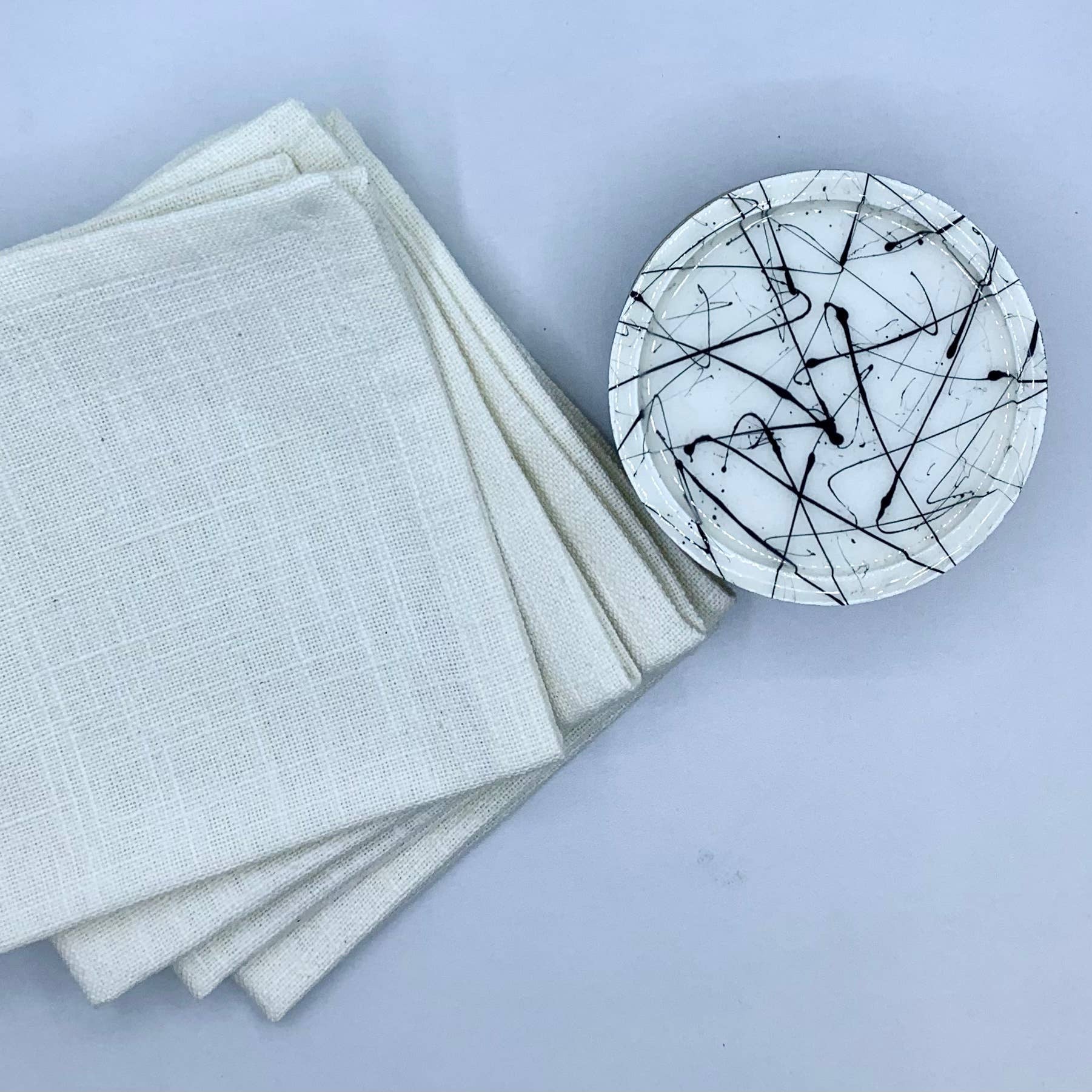 Gift Pack -Set Of 4 wood Coasters & Cocktail napkins Rich Home Linens