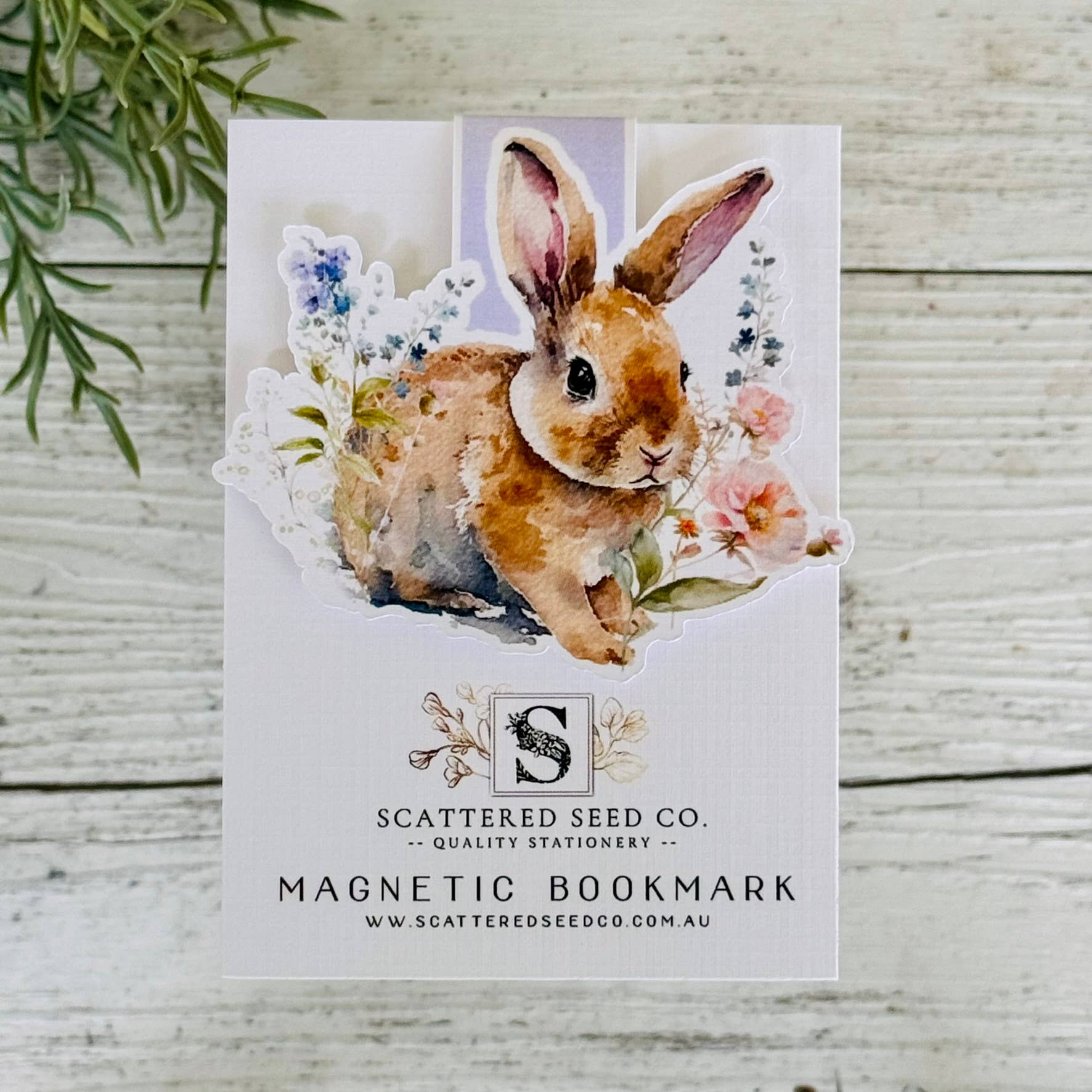 Handmade Floral Magnetic Bookmark - Floral Bunny
