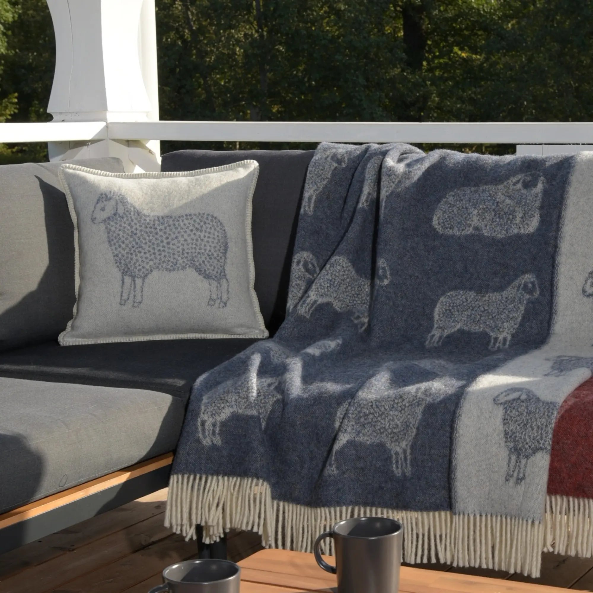 Sheep Blue Wool Cushion Cover JJ Textile