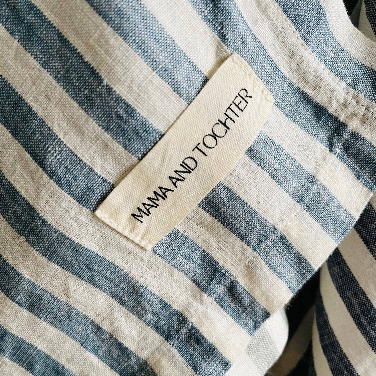 Pure French Linen Tea Towel - Stone Blue Stripe Mama and Tochter