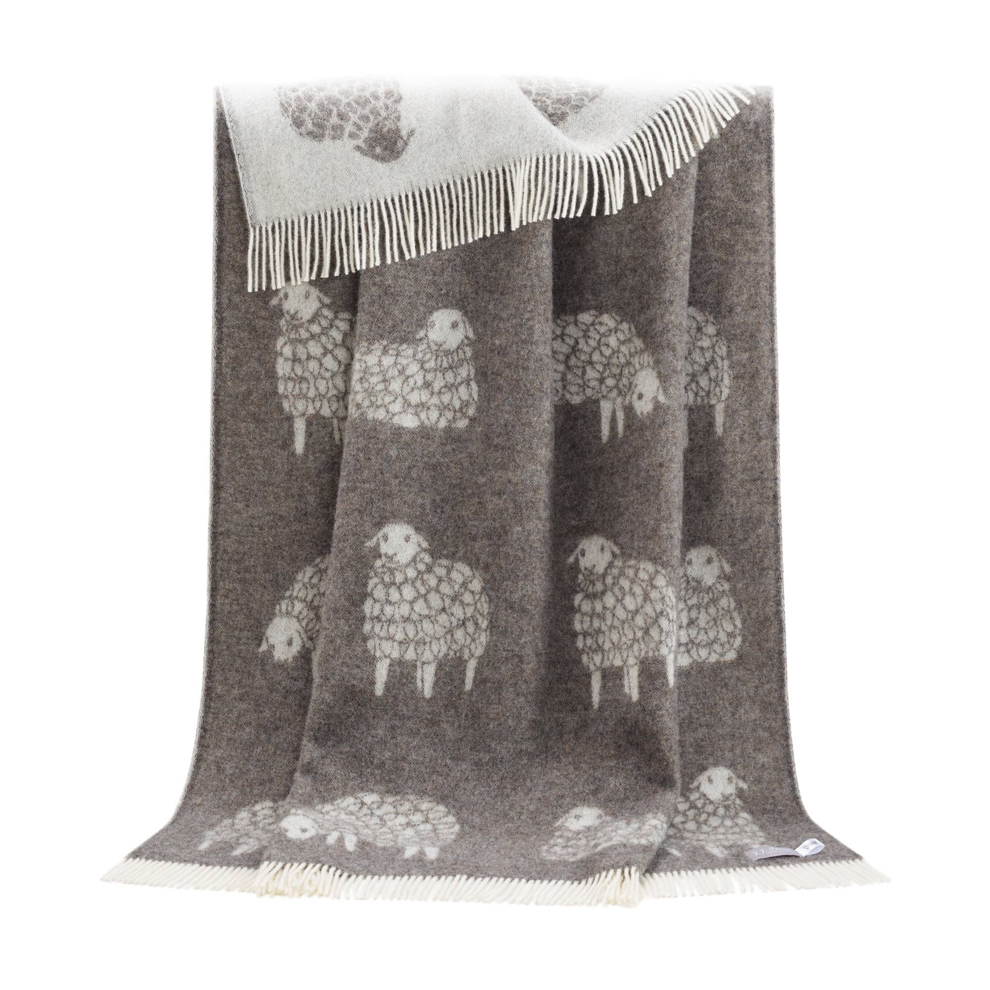 Sheep Mima Dark Brown Pure Wool Throw JJ Textile