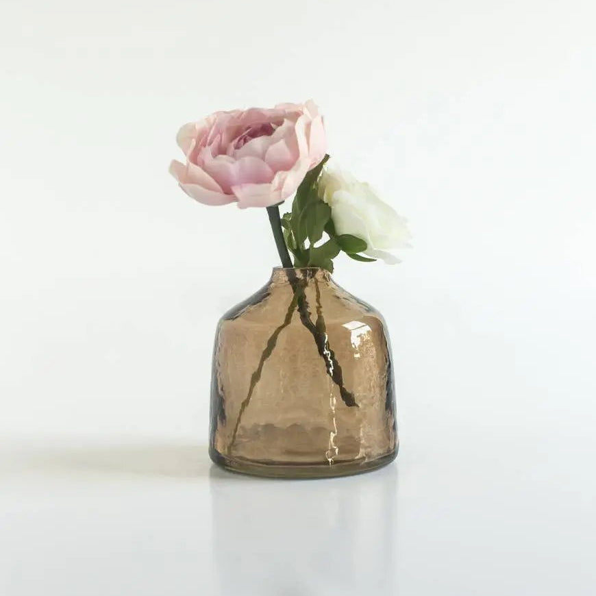 Bella Handblown Hammered Glass Bud Vase: Smoke Creative Women