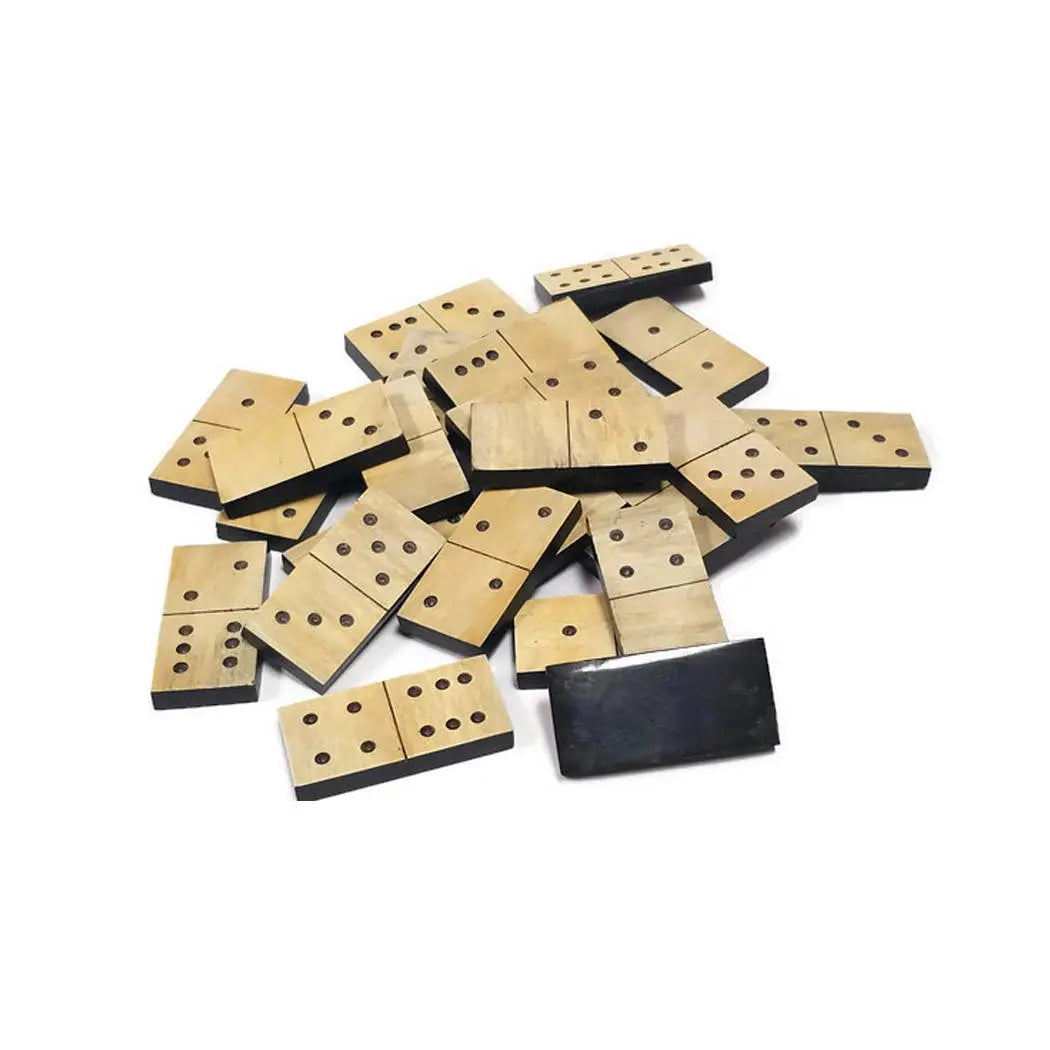 Colonial Ox Horn Domino Set – 28 Piece Set in 8" Wooden Storage Box