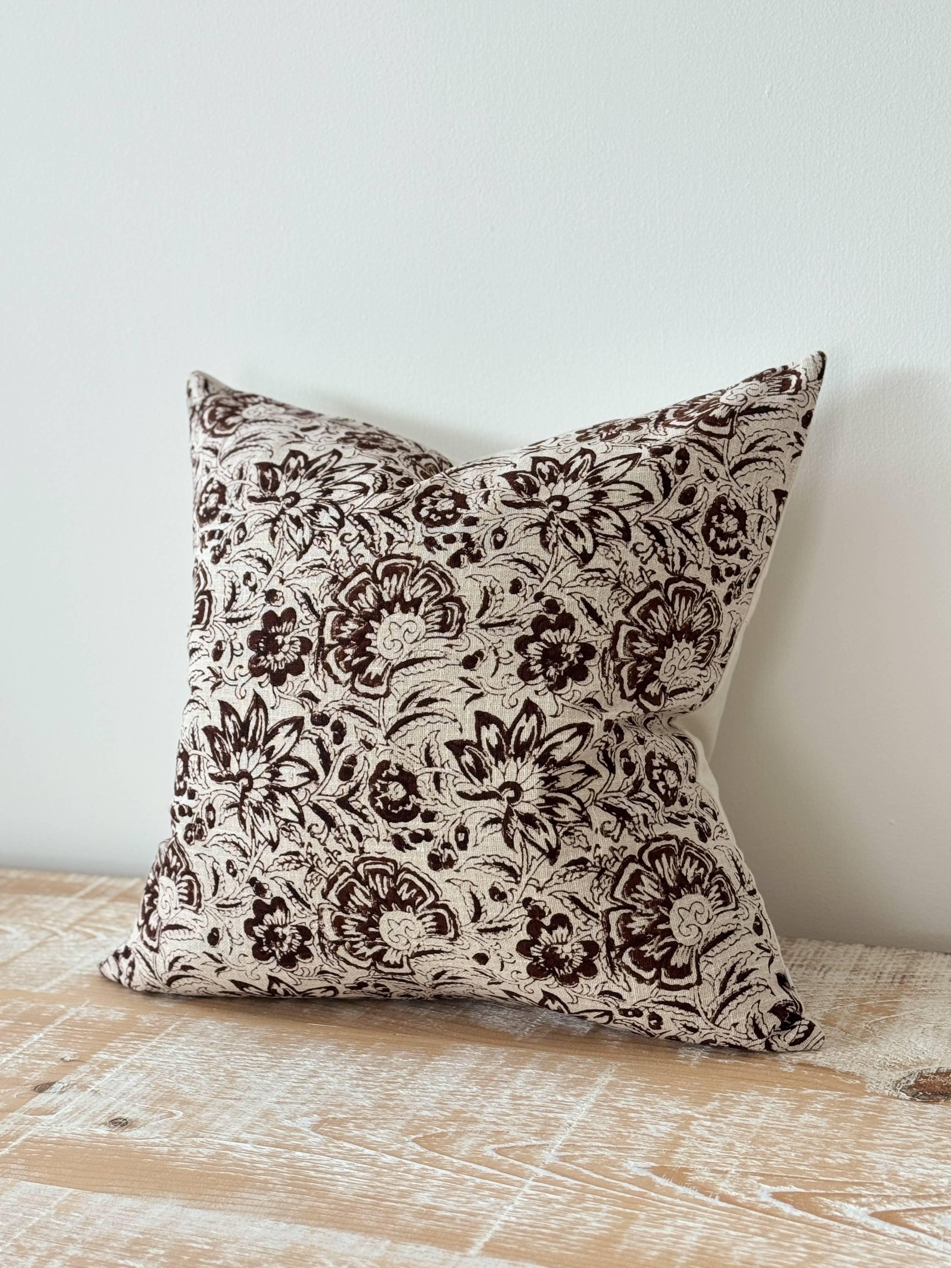 Ivy Dark Brown Print Cushion Cover 45cm × 45cm Ellenvale Trade
