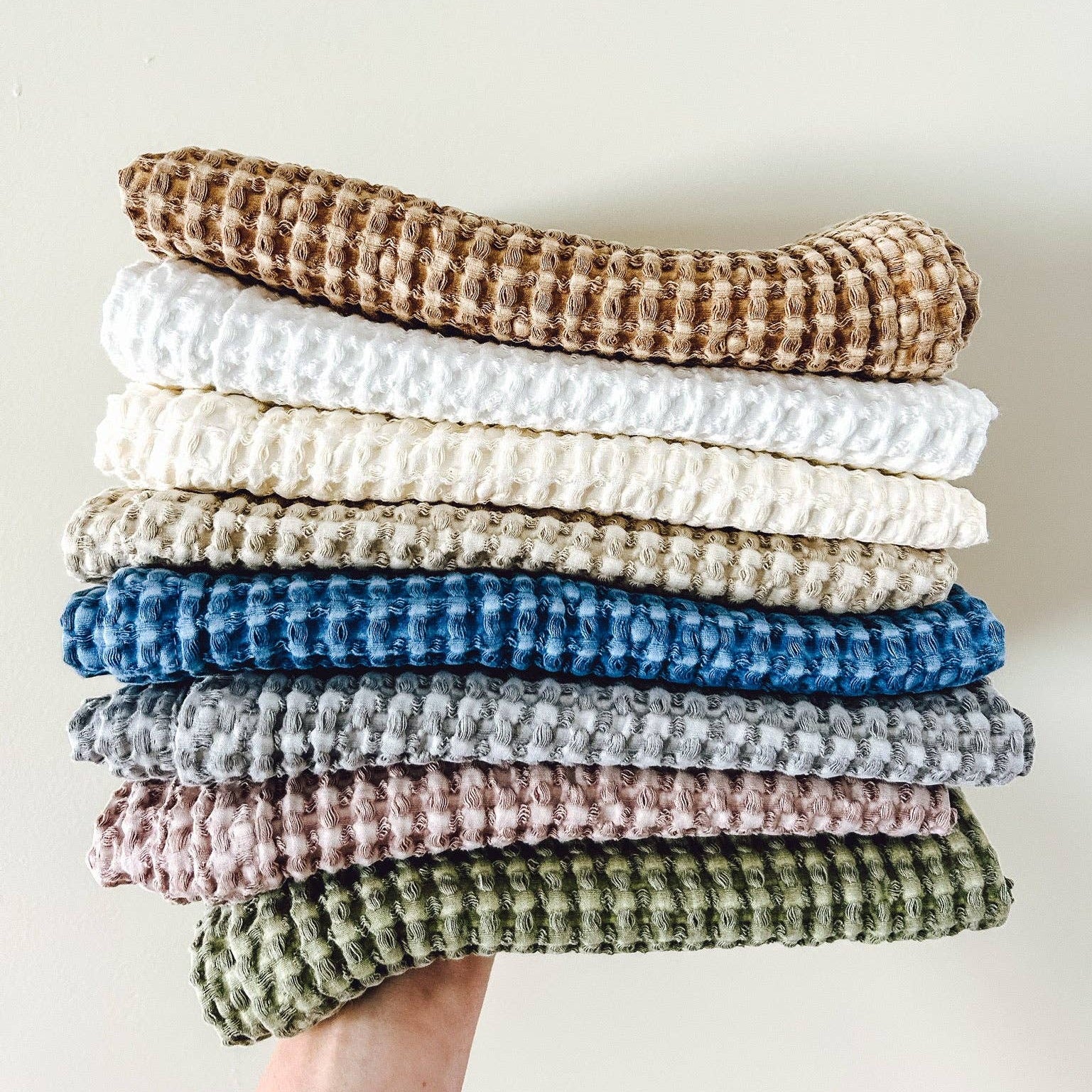 100% Organic Cotton Rustic Waffle Tea Towel - Light Olive Mama and Tochter