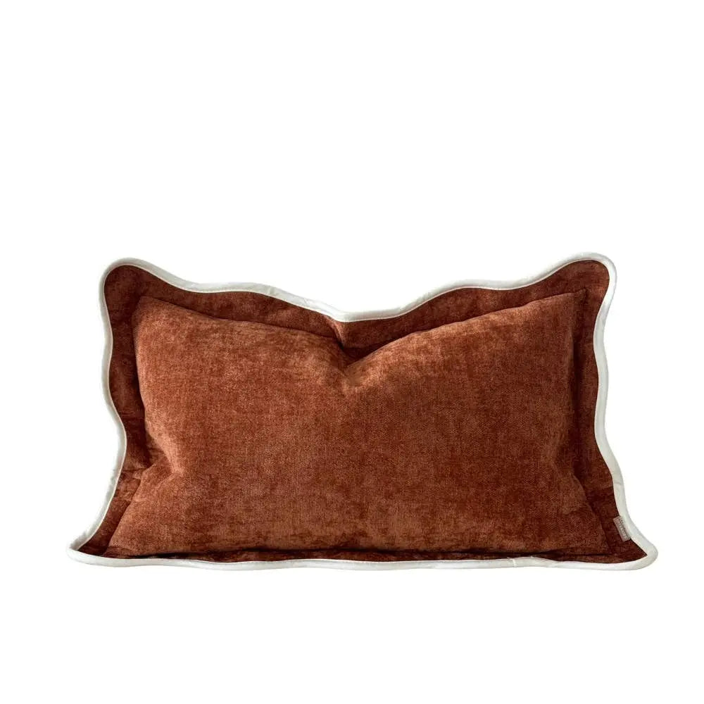 Chloe Rust Scalloped Edge Cushion Cover – 50 × 30 cm