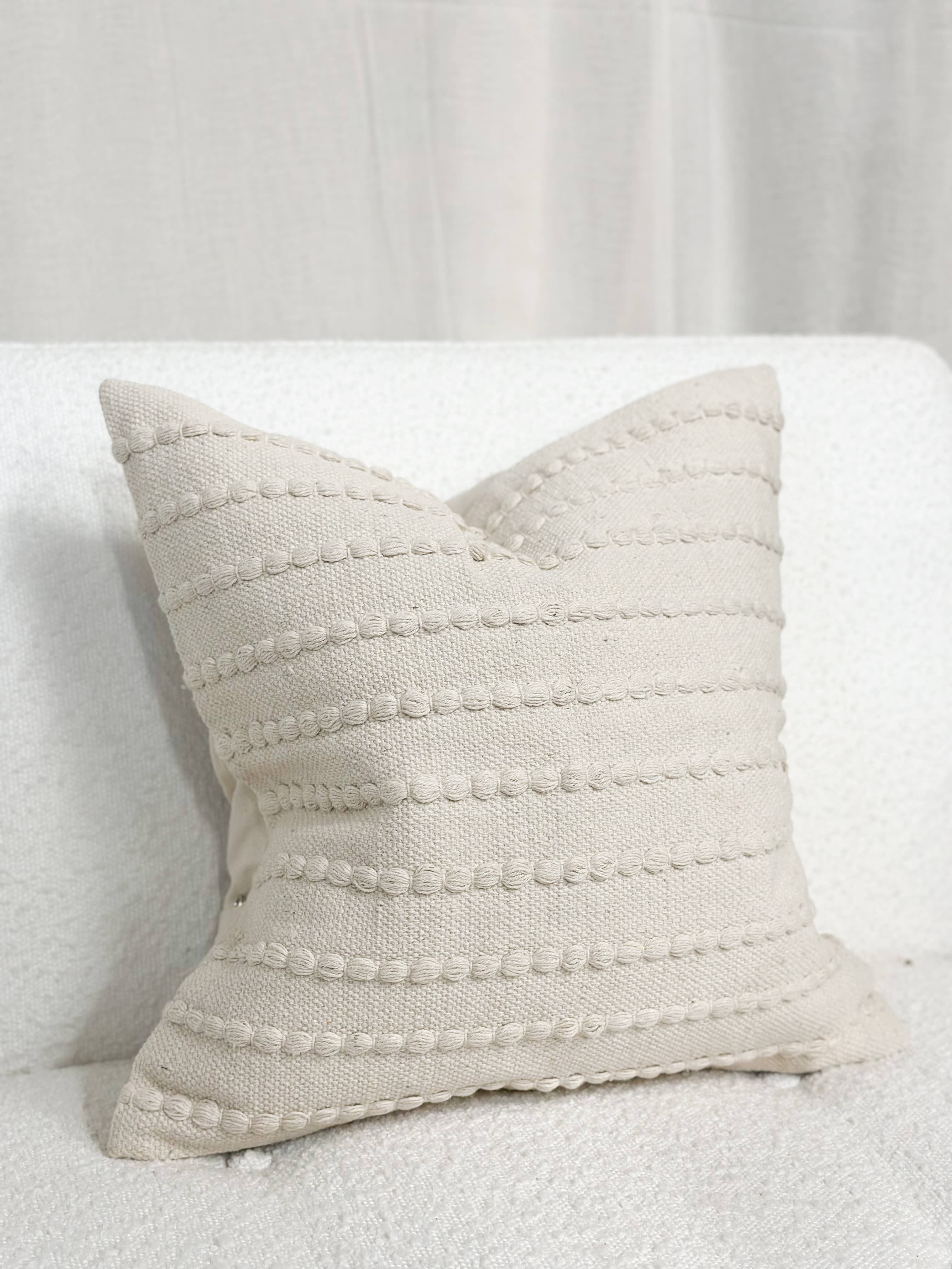 India Cream Luxe Cotton Cushion Cover 53cm × 53cm Ellenvale Trade