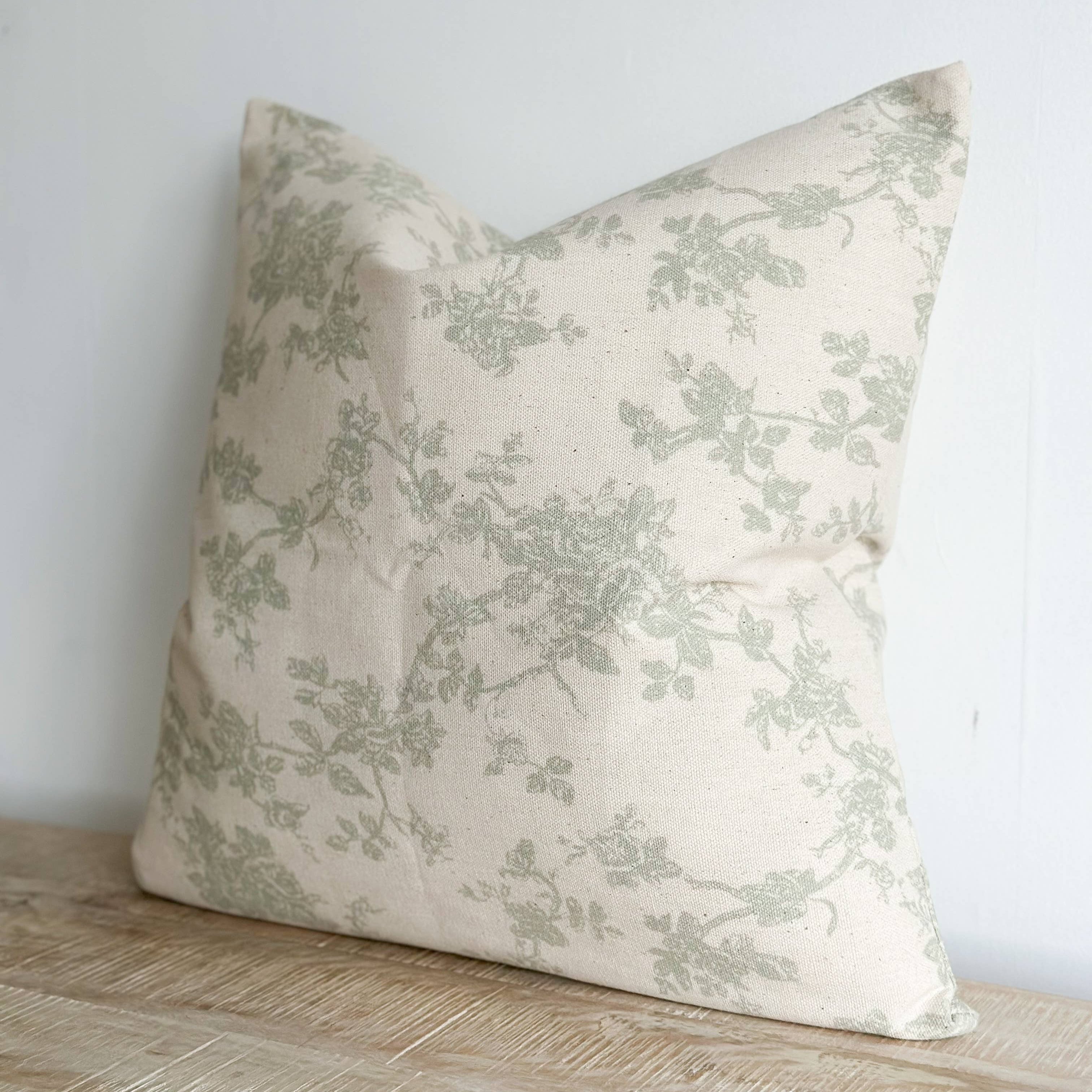 Aria Cotton Cushion Cover – Green Print: 45 x 45 cm Ellenvale Trade