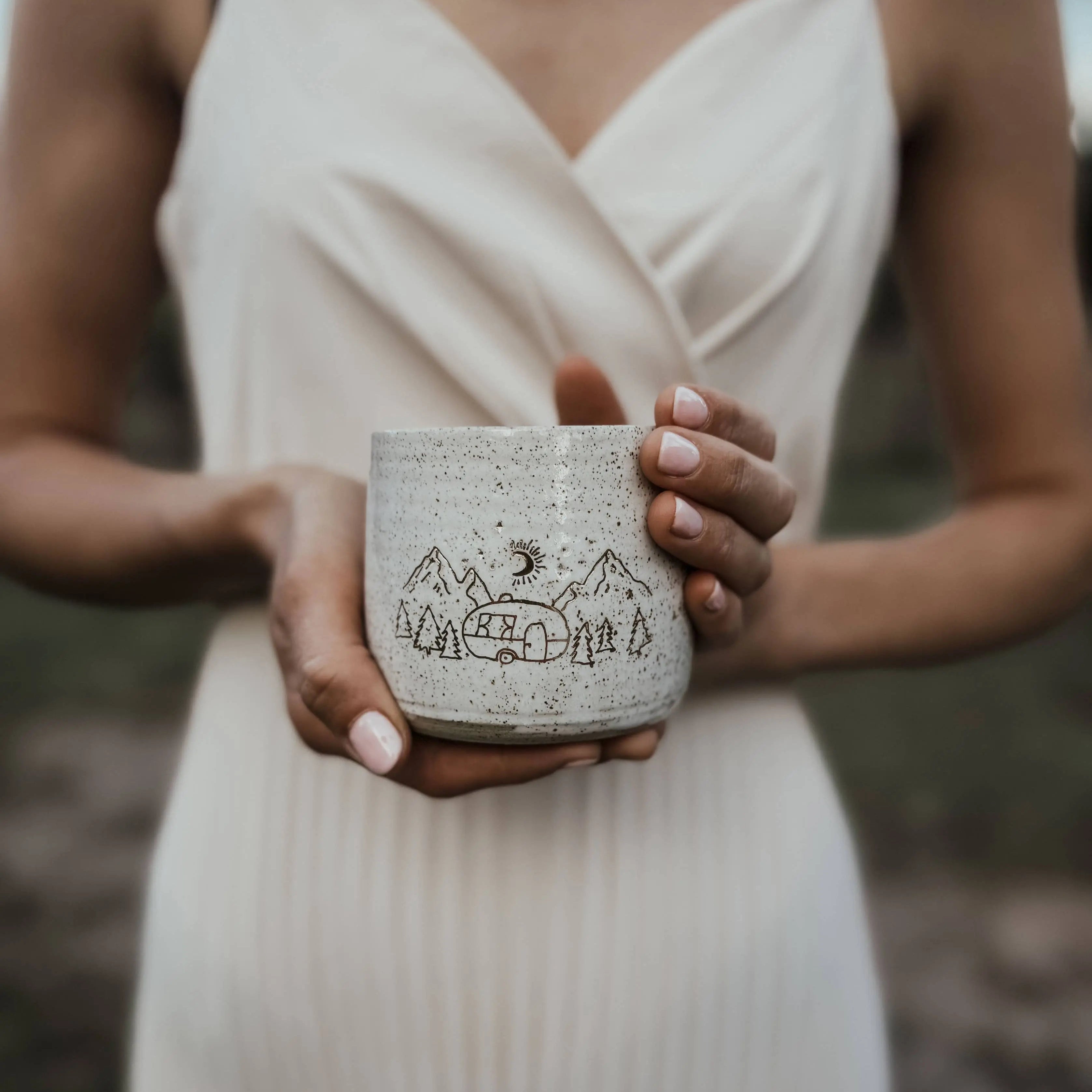 Ceramic Mug - Campsite / Traveller: WIthout handle Wolf and Clay Pty Ltd