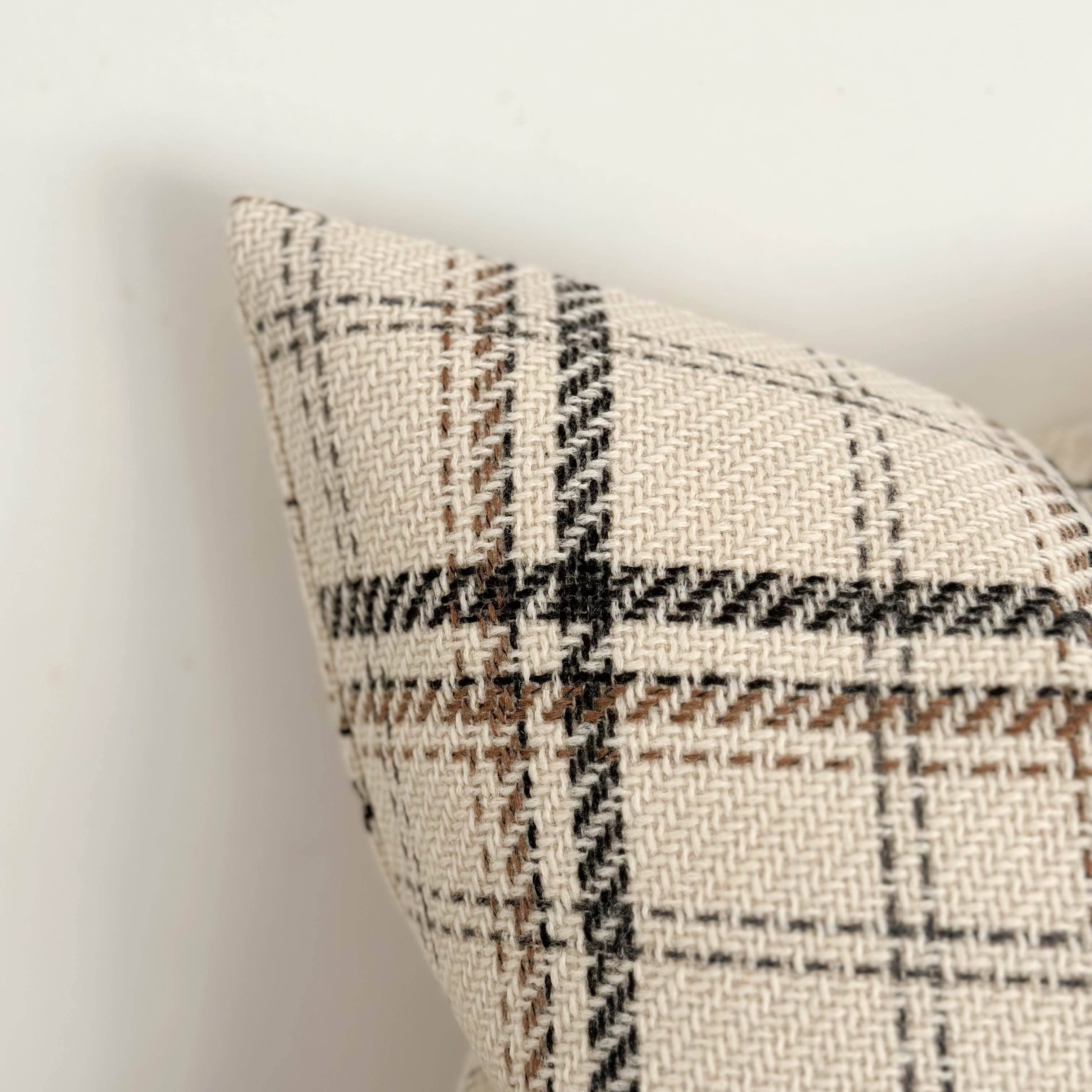 Country Wool Effect Cushion Cover  45x45 - Cream Check Ellenvale Trade