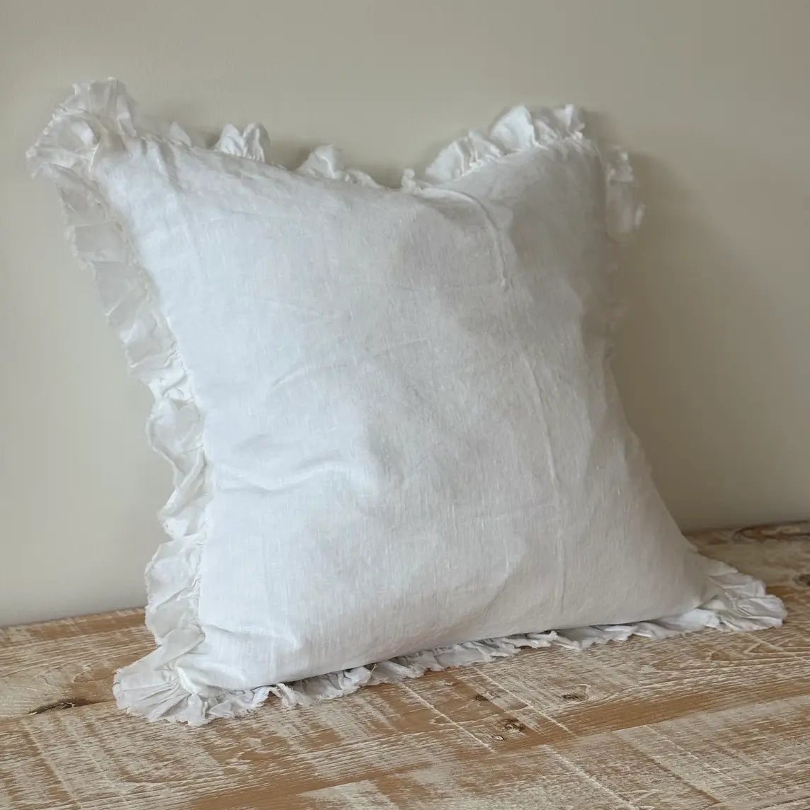 Hallie White Ruffle Edge Cushion Cover – 45 × 45 cm