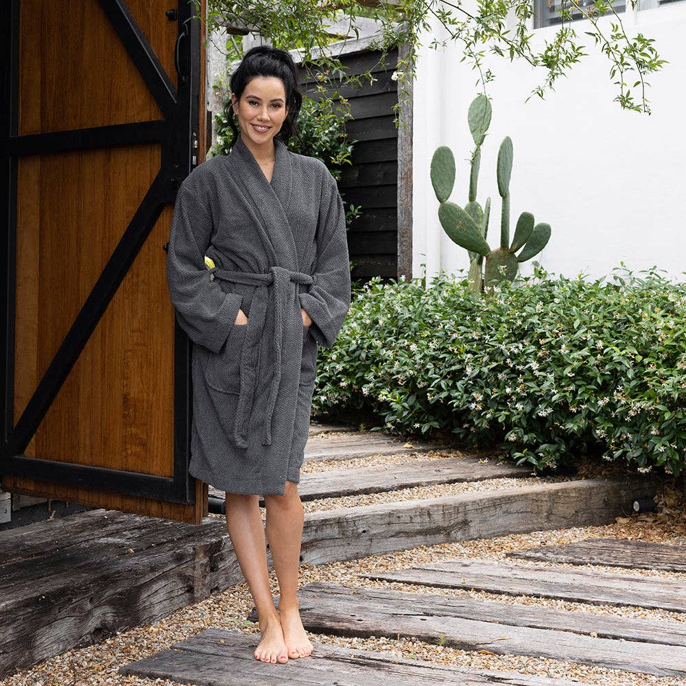 Angove Cotton Robe - Charcoal: Charcoal / Small Bambury