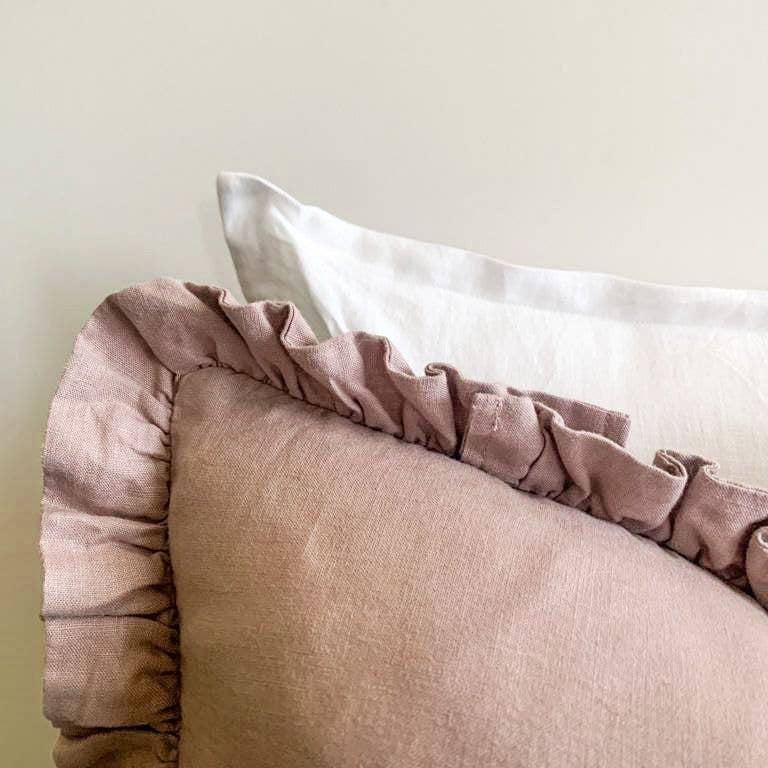 Linen Lumbar Ruffle Cushion Cover - Lilac Mama and Tochter