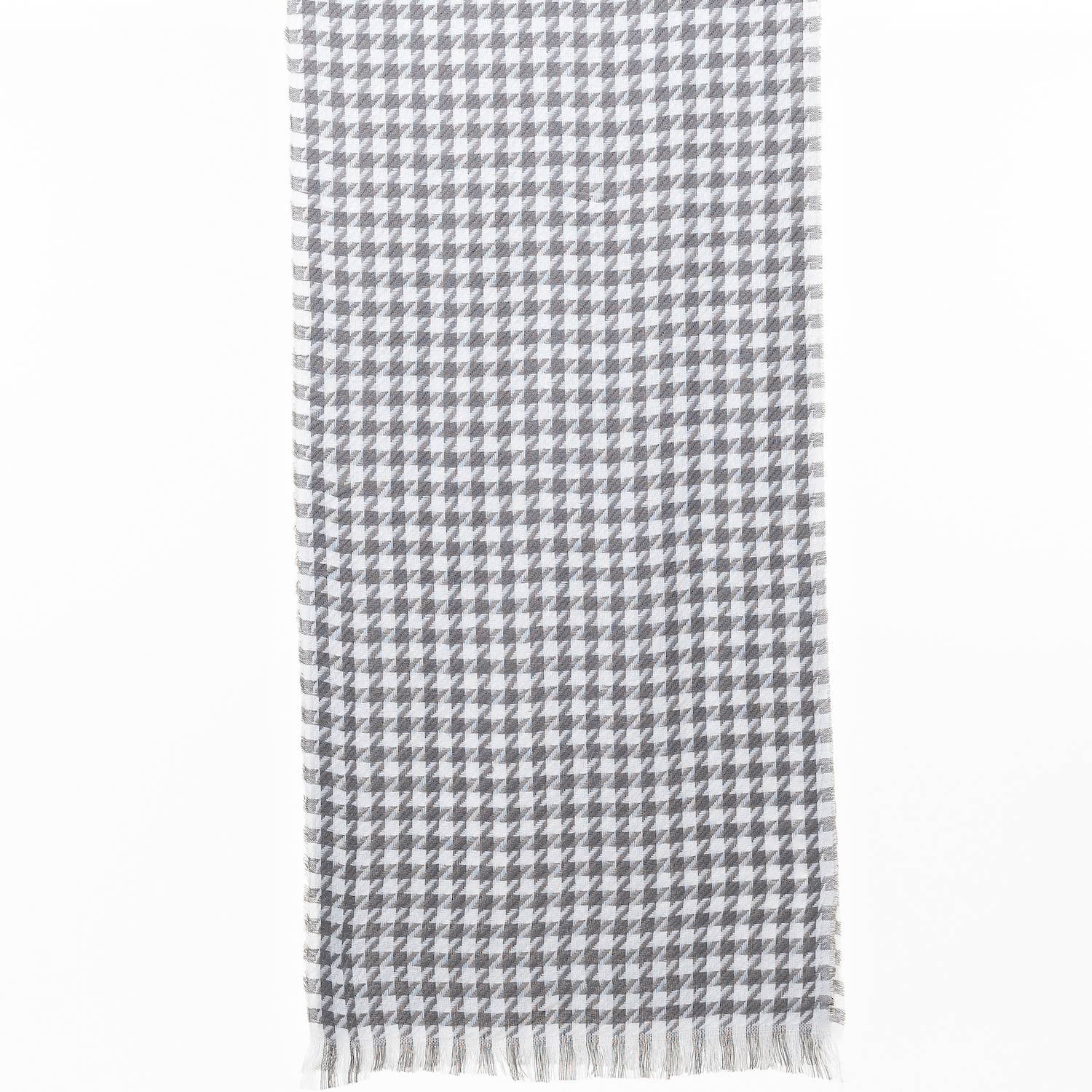 Small Narrow Houndstooth Scarf - Grey (200 x 45cm)