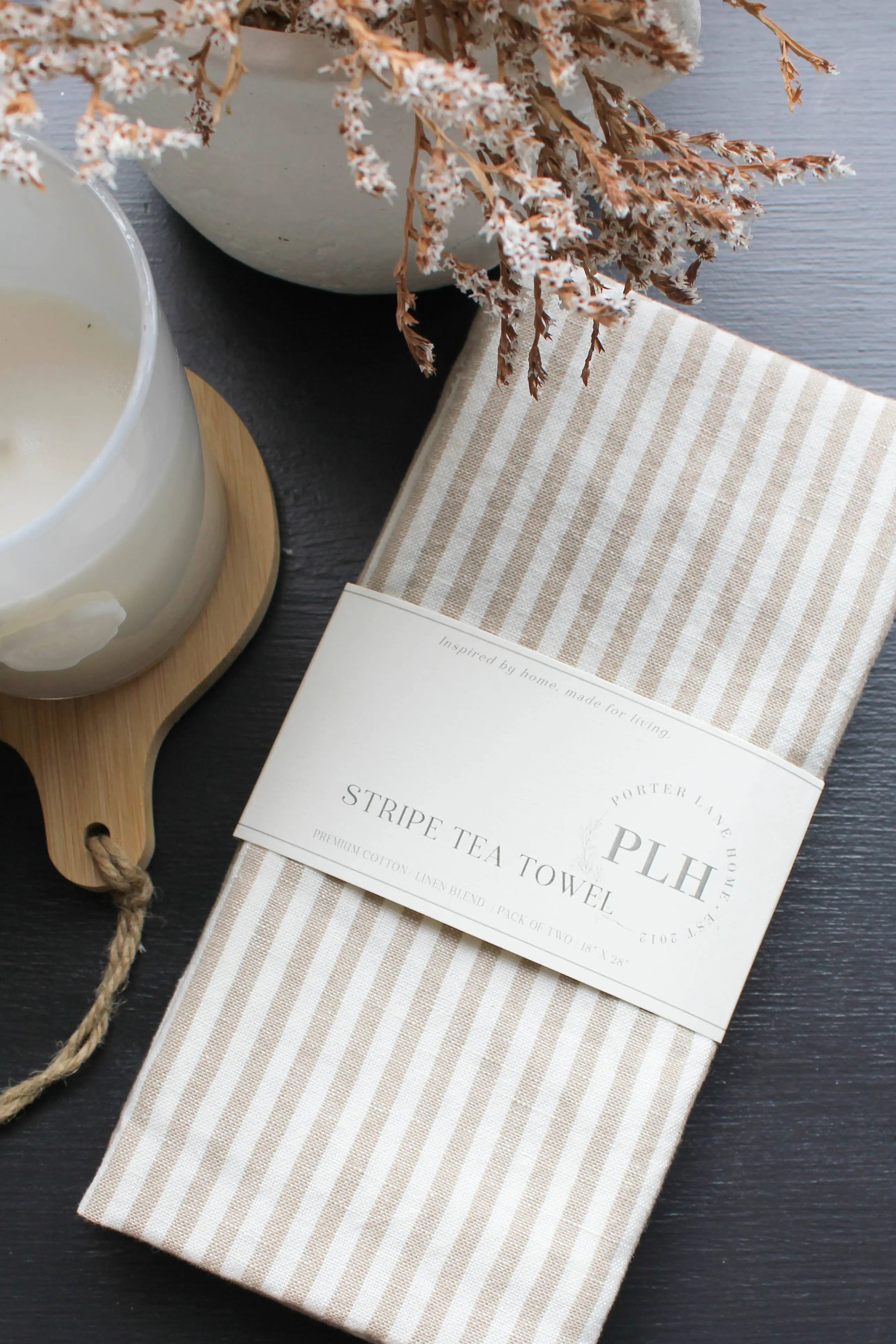 Stripe Tea Towel Set – Tan (2 Pack) Porter Lane Home