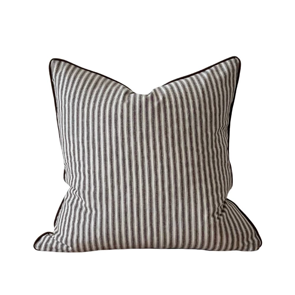 Florence Dark Brown Stripe Cushion Cover – 45 × 45 cm