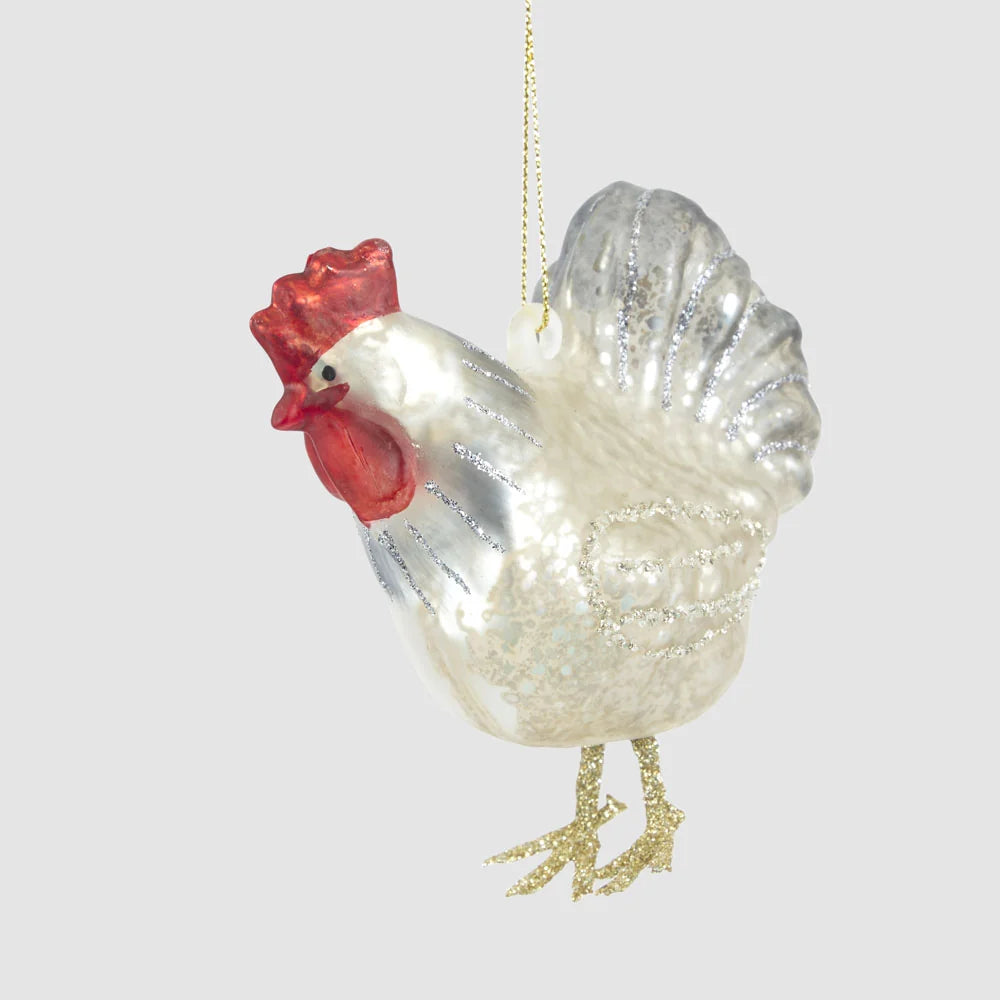 Vintage Rooster Glass Hanging Decoration